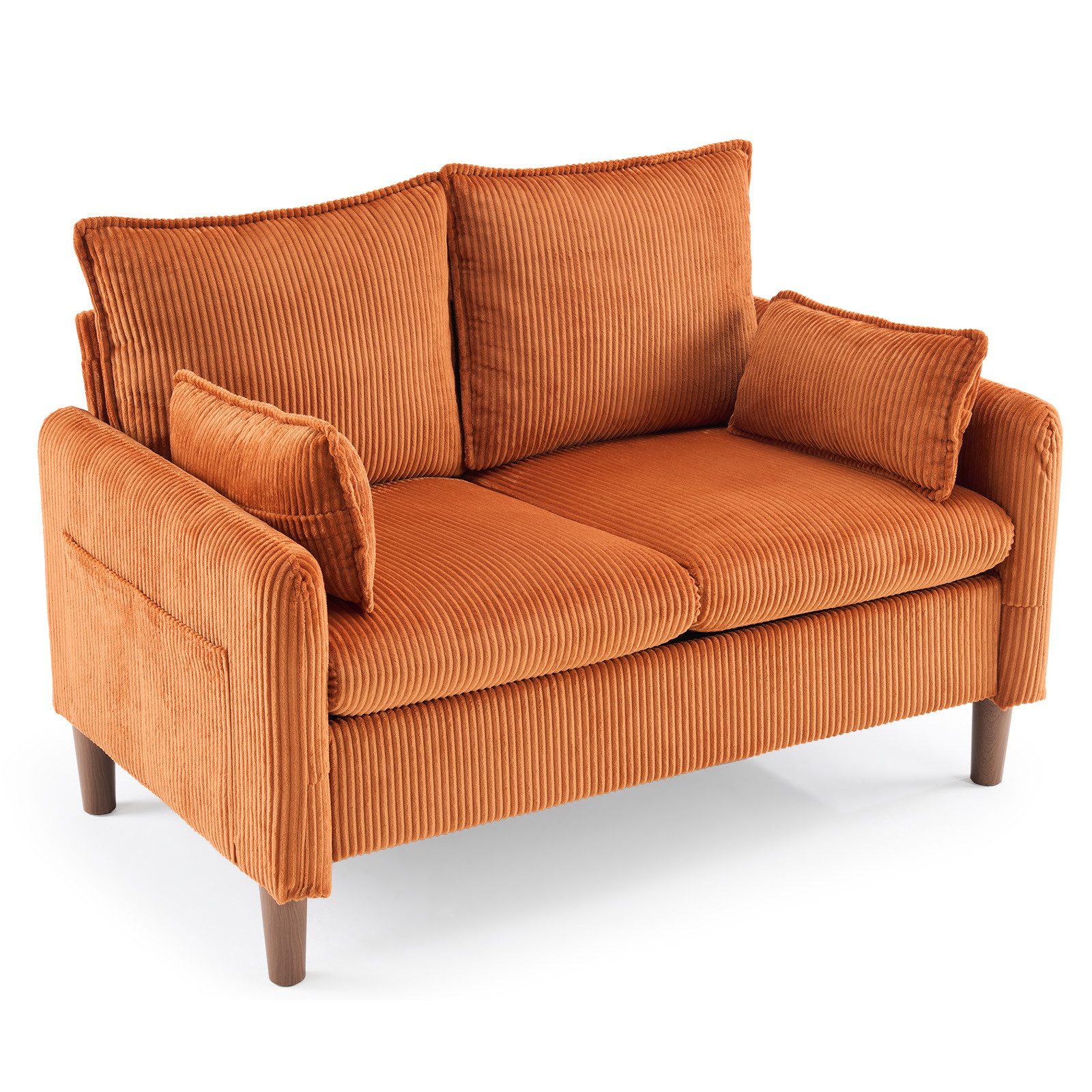 VINGLI Sofa klein 2-Sitzer, 125cm Couch aus Cord, stabiler Konstruktion, vielseitig für Wohnzimmer/Wohnung/Büro