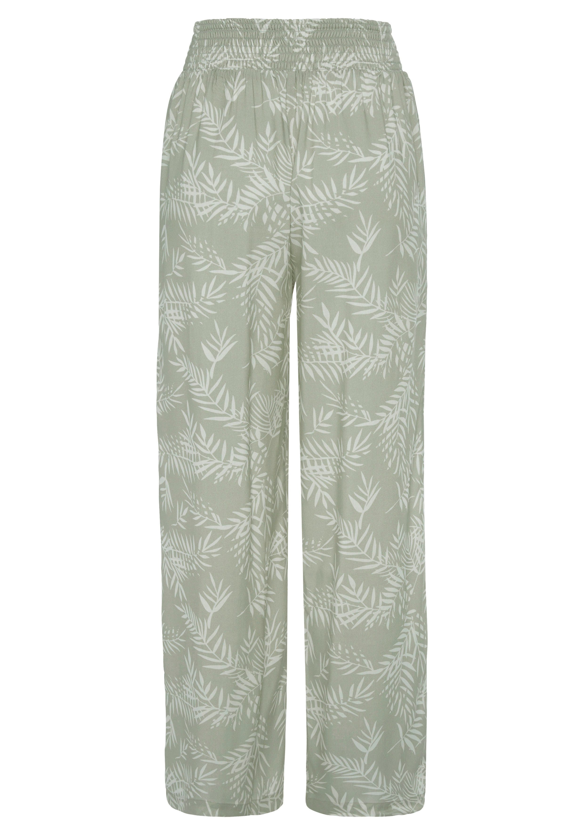 LASCANA Palazzohose aus gekreppter Viskose mit elastischem Smokbündchen, Stoffhose