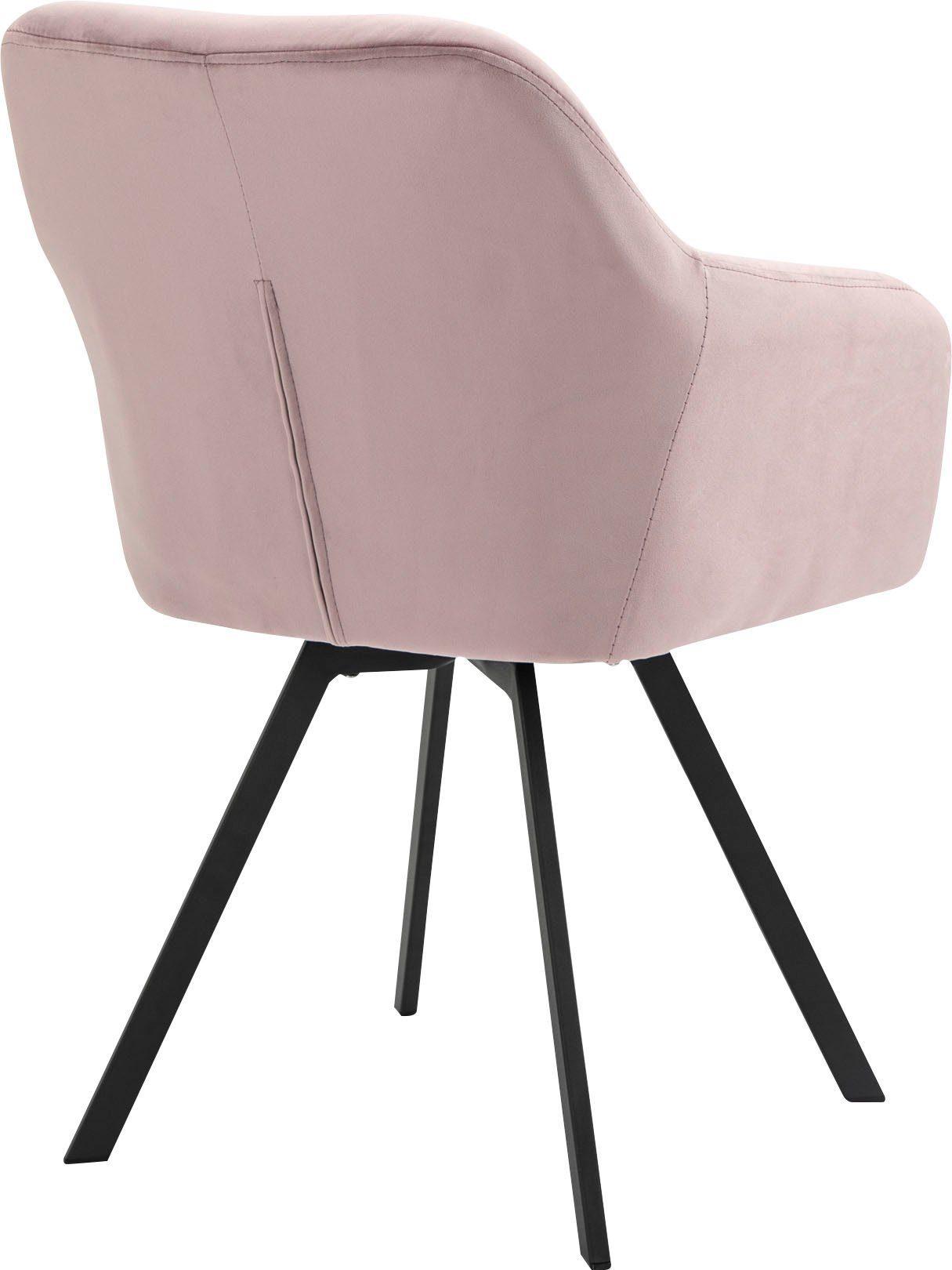 SalesFever Armlehnstuhl (1 St), 360° Sitzfläche Rose Rose/Schwarz | Drehplatte der unter