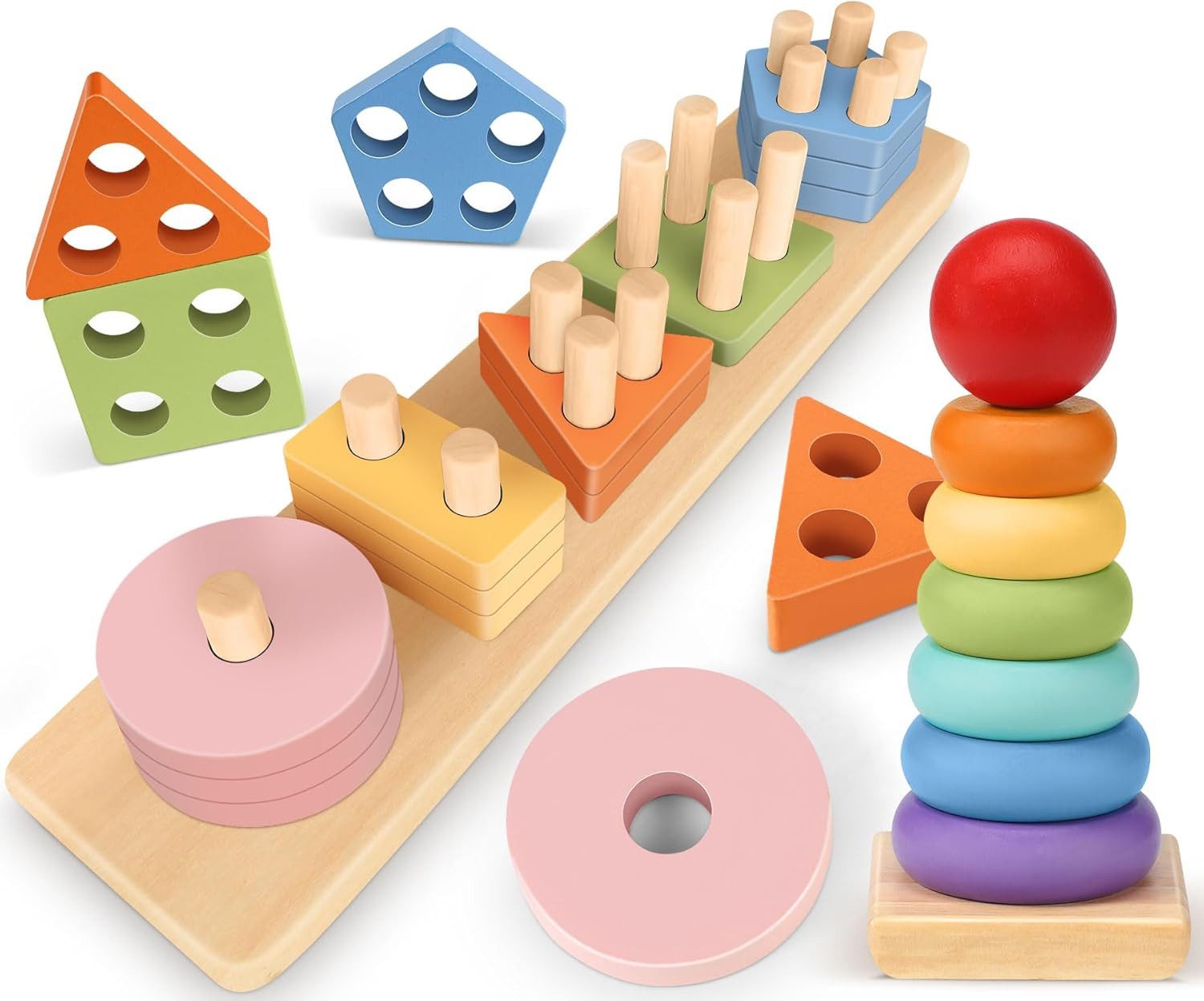 POPOLIC Lernspielzeug Holzspielzeug Motorikspielzeug Baby 6 günstig online kaufen