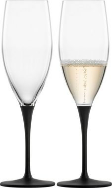 Eisch Champagnerglas KAYA BLACK, Kristallglas, in Handarbeit Schiefer- Glasur, 278 ml, 2-teilig, Made in Germany