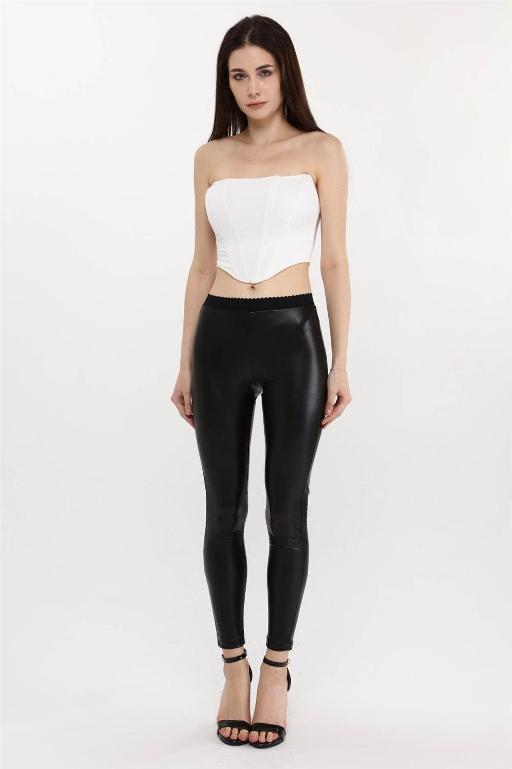 HomeStore Bequeme Jeans Lederbeschichtete Leggings