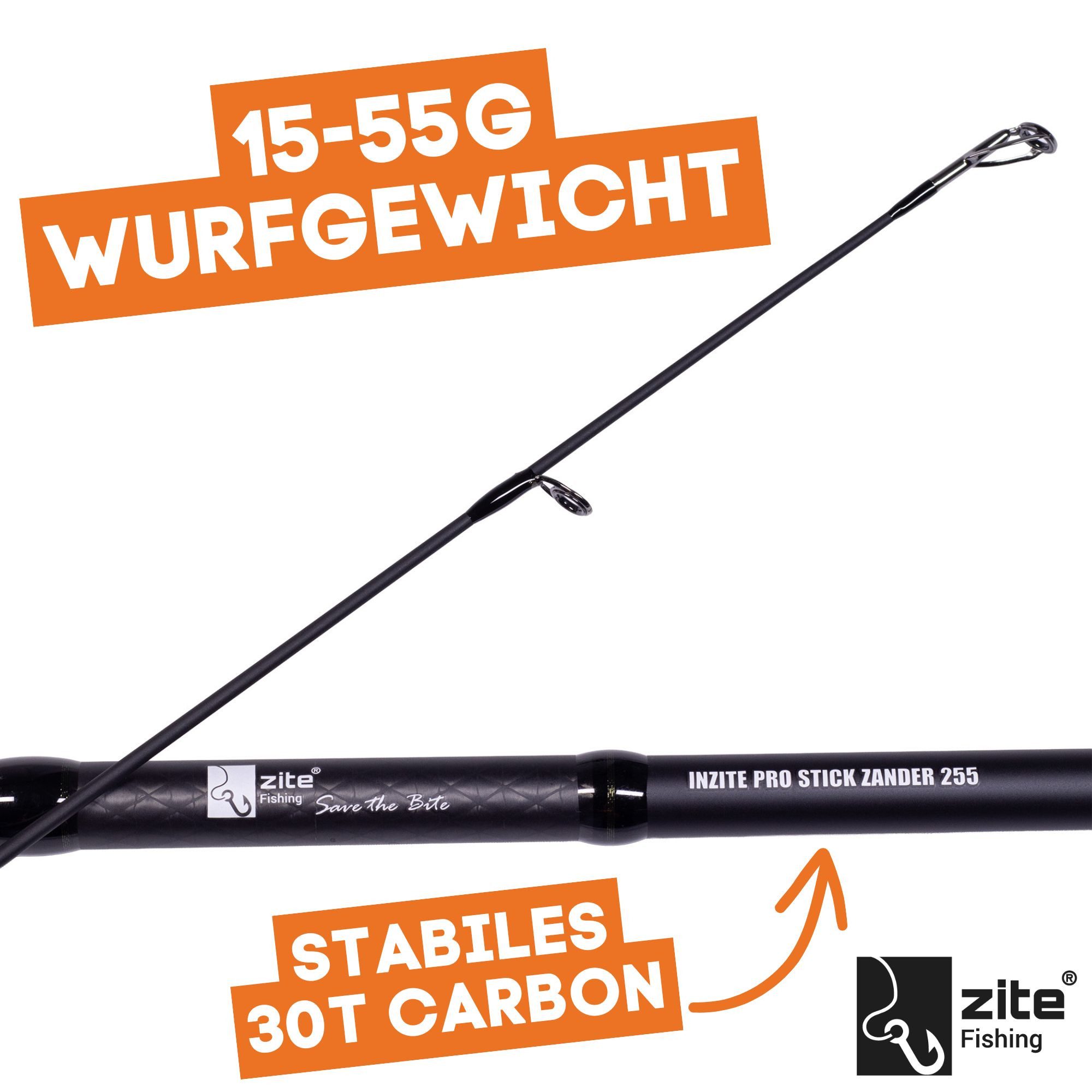 Zite Spinnrute Inzite Pro Stick Zander Starter-Set - Angelrute + Angelrolle & mehr