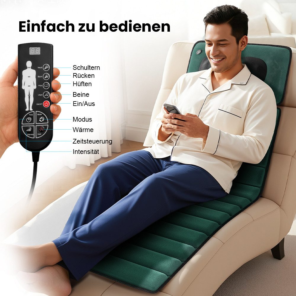 BBWL Massagematte für Schultern, Nacken, Rücken & Hüfte mit Memory-Schaum, Wärmefunktion und ergonomischem Design