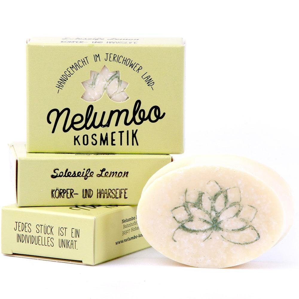 Nelumbo Kosmetik Feste Duschseife Soleseife Lemon, 50 g | Duschgele