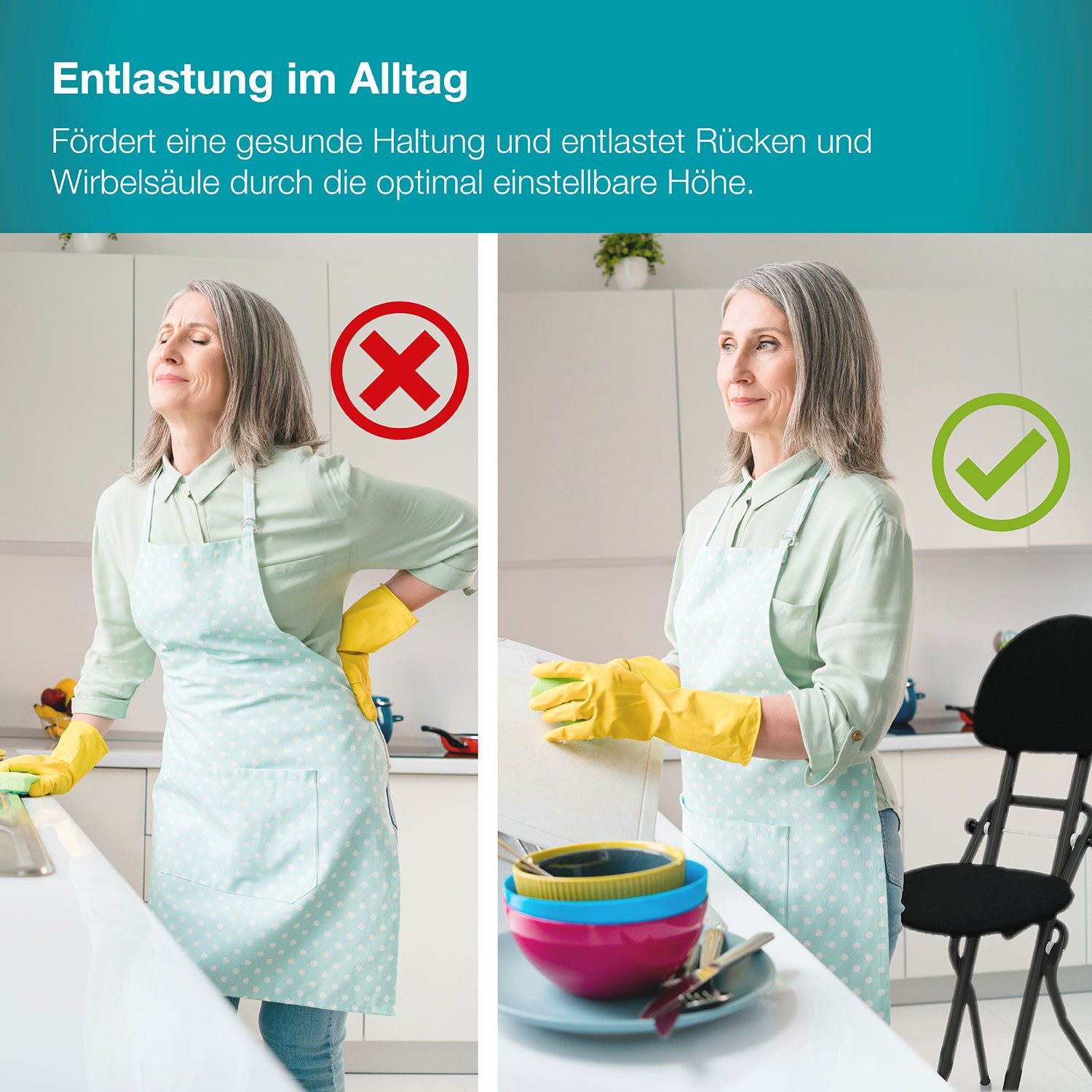 ELONEO Stehhilfe ELONEO Sitzhilfe/Bügelstehhilfe, mit Rückenkissen, belastbar bis 120kg, höhenverstellbar, rutschfest & platzsparend
