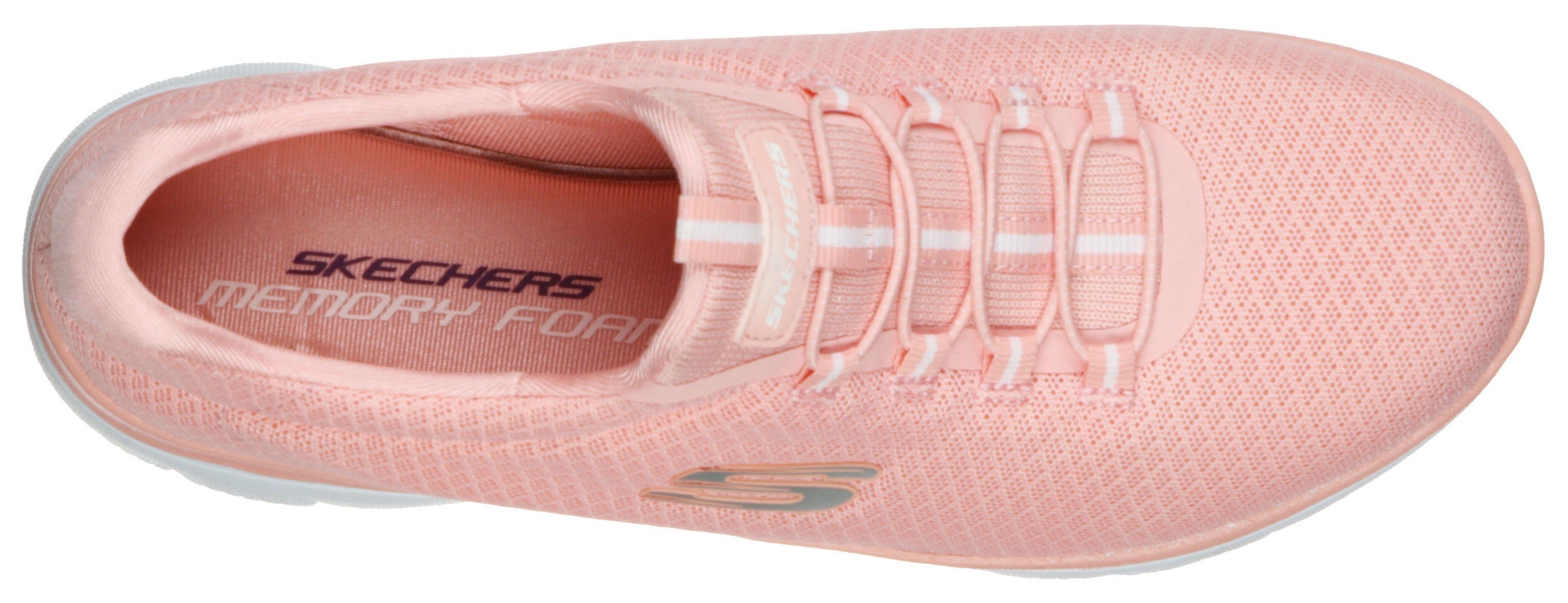 mit Sneaker Kontrast-Details dezenten Slip-On SUMMITS rosa Skechers