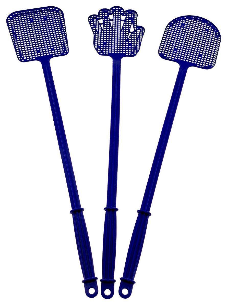 Centi Fliegenklatsche Fliegenklatsche 3er Set blau 49 cm, Fliegenfänger Insektenabwehr