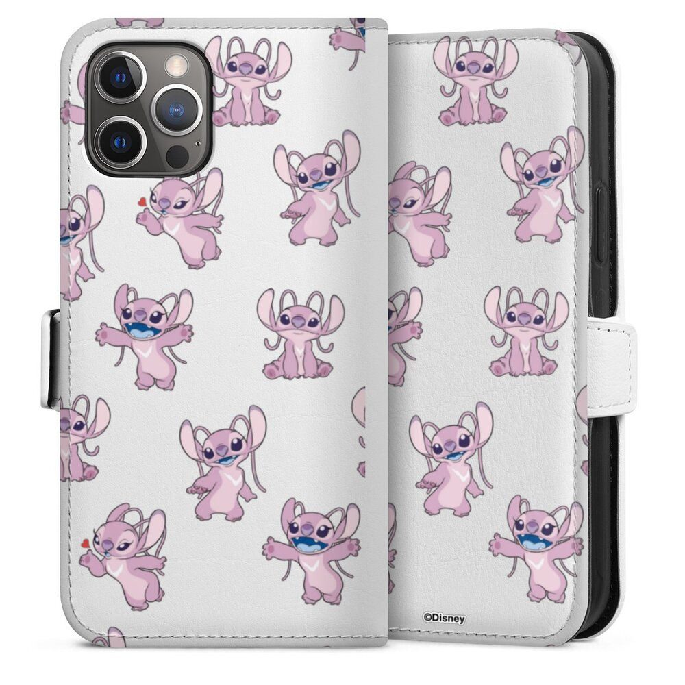 DeinDesign Handyhülle Lilo & Stitch Engel Disney Angel Faces Pattern Transparent, Apple iPhone 12 Pro Hülle Handy Flip Case Wallet Cover