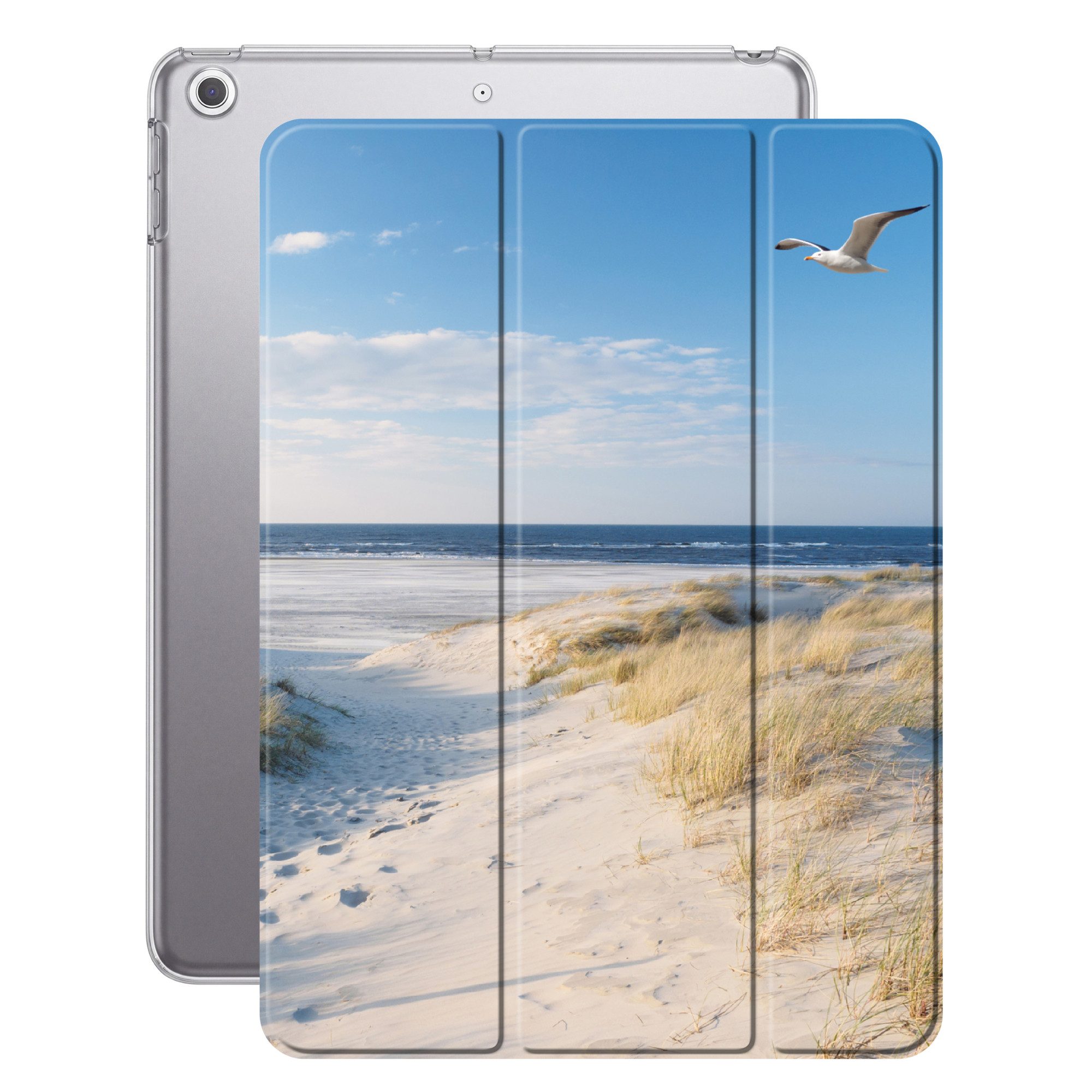 OnlyWow Tablet-Hülle Apple iPad Air 2 Düne - Möwe - Strand - Meer - Sonne, Klapphülle, Dünn, Magnetisch, Design