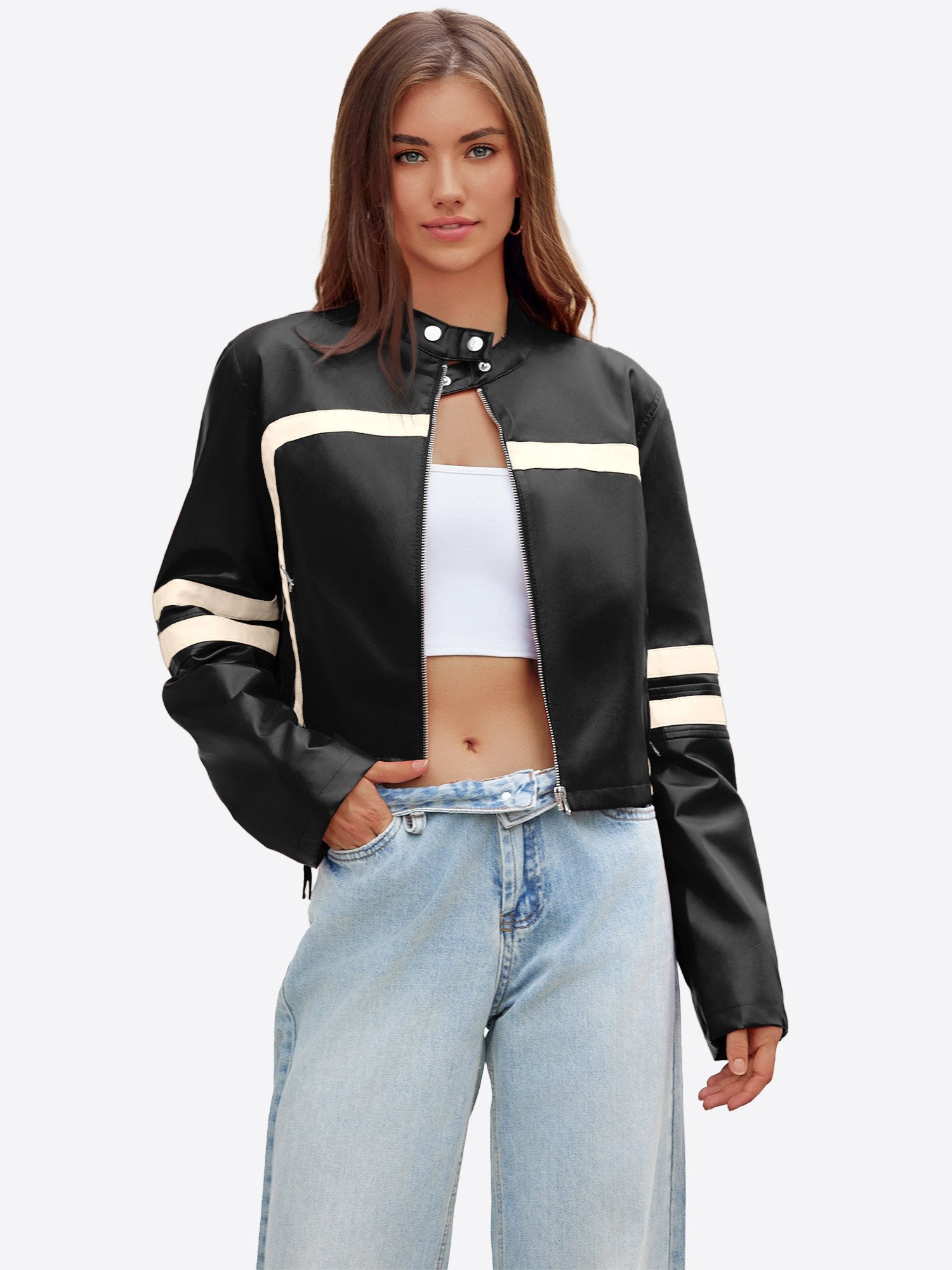 Imily Bela Bikerjacke Damen Kunstlederjacke (Packung, 1-St., 1per-Pack) Ste günstig online kaufen