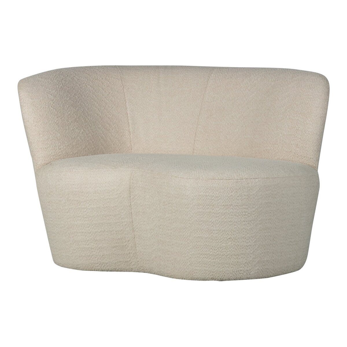 WOOOD Sofa Stone - Bouclé-Stoff Creme, Links, Weiche, runde Formen, kompakte Große