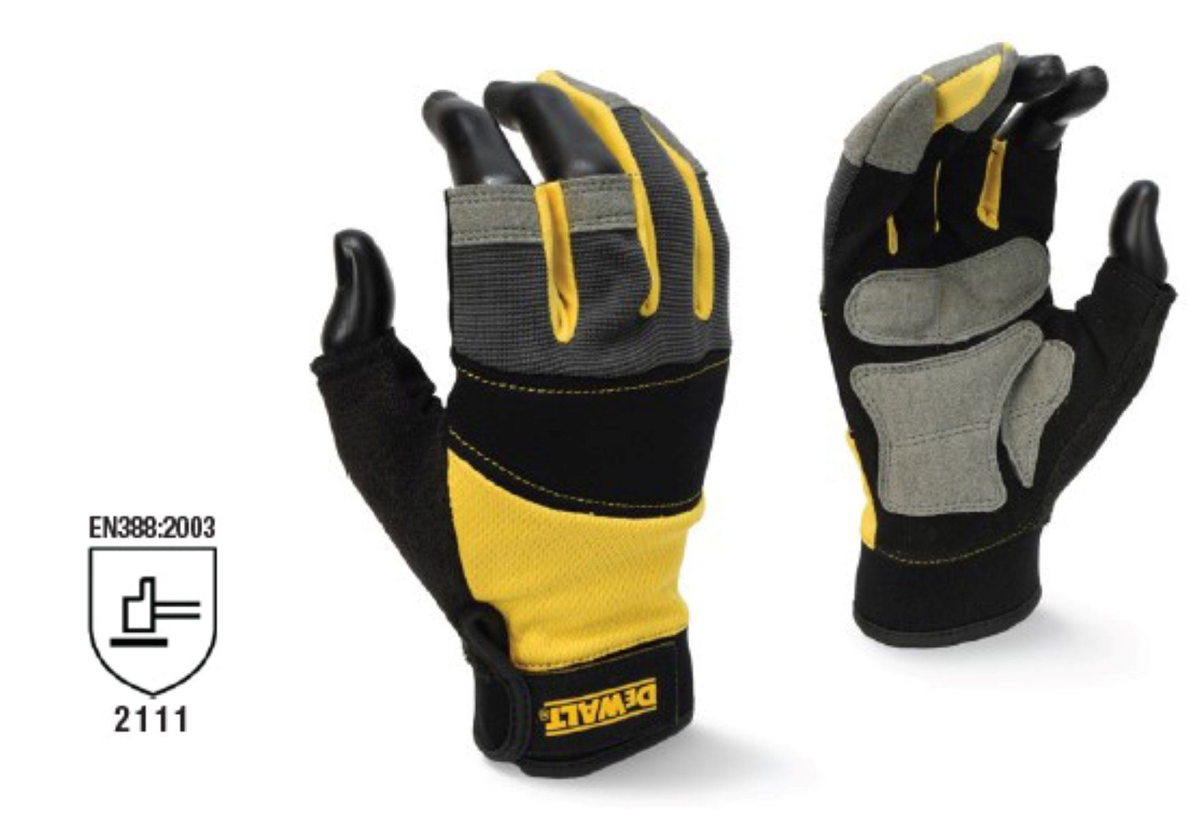 Arbeitshandschuh: 3-Finger Größe DeWalt DPG214LEU Montage-Handschuhe L Polyester