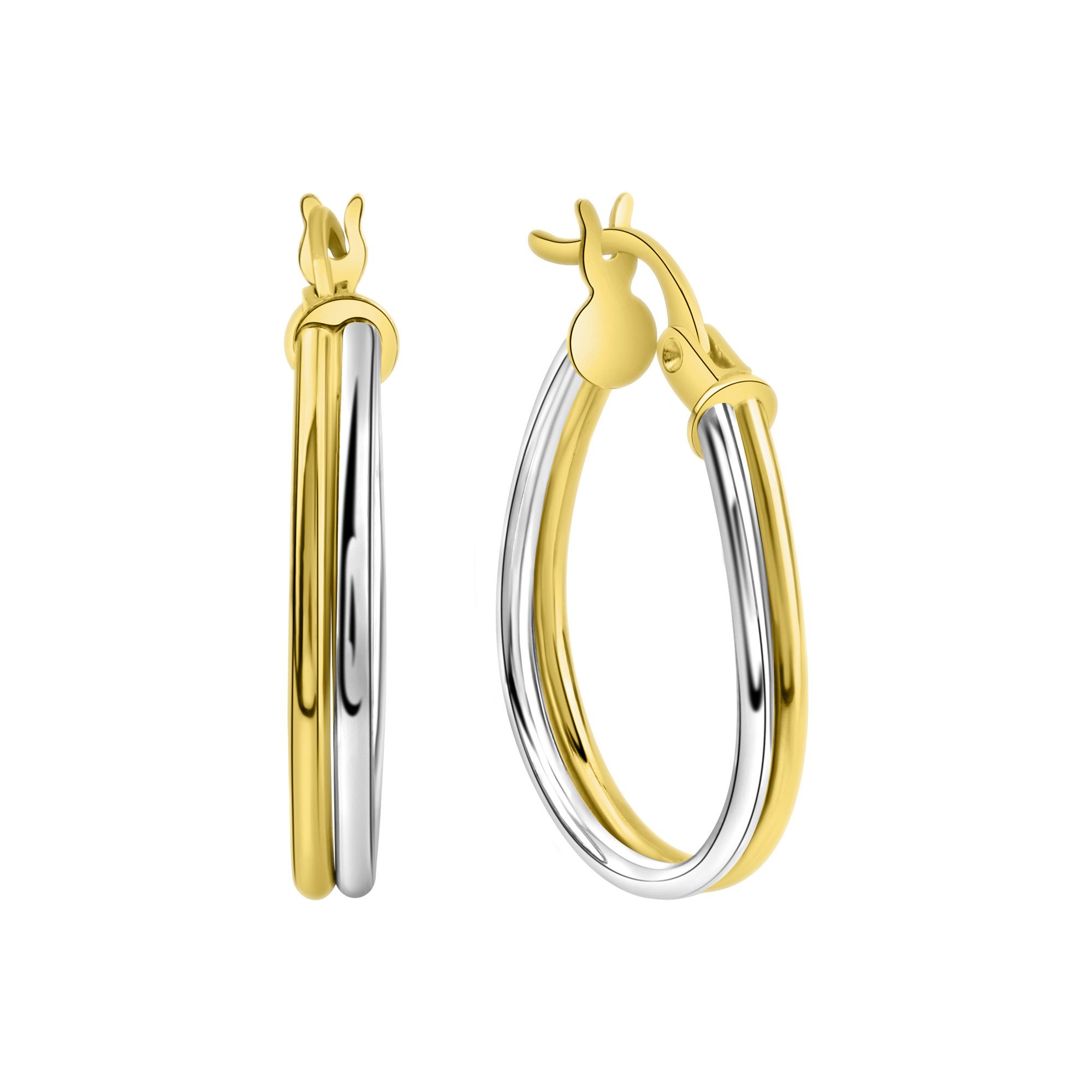 Fascination by Ellen K. Paar Creolen 375/- Gelbgold bicolor 2rhg. glanz