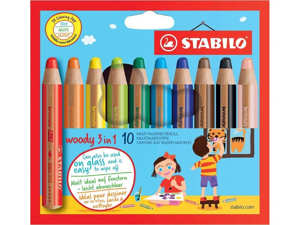 Buntstift STABILO Multitalent-Stift 'woody' 3 in 1 farbsorti