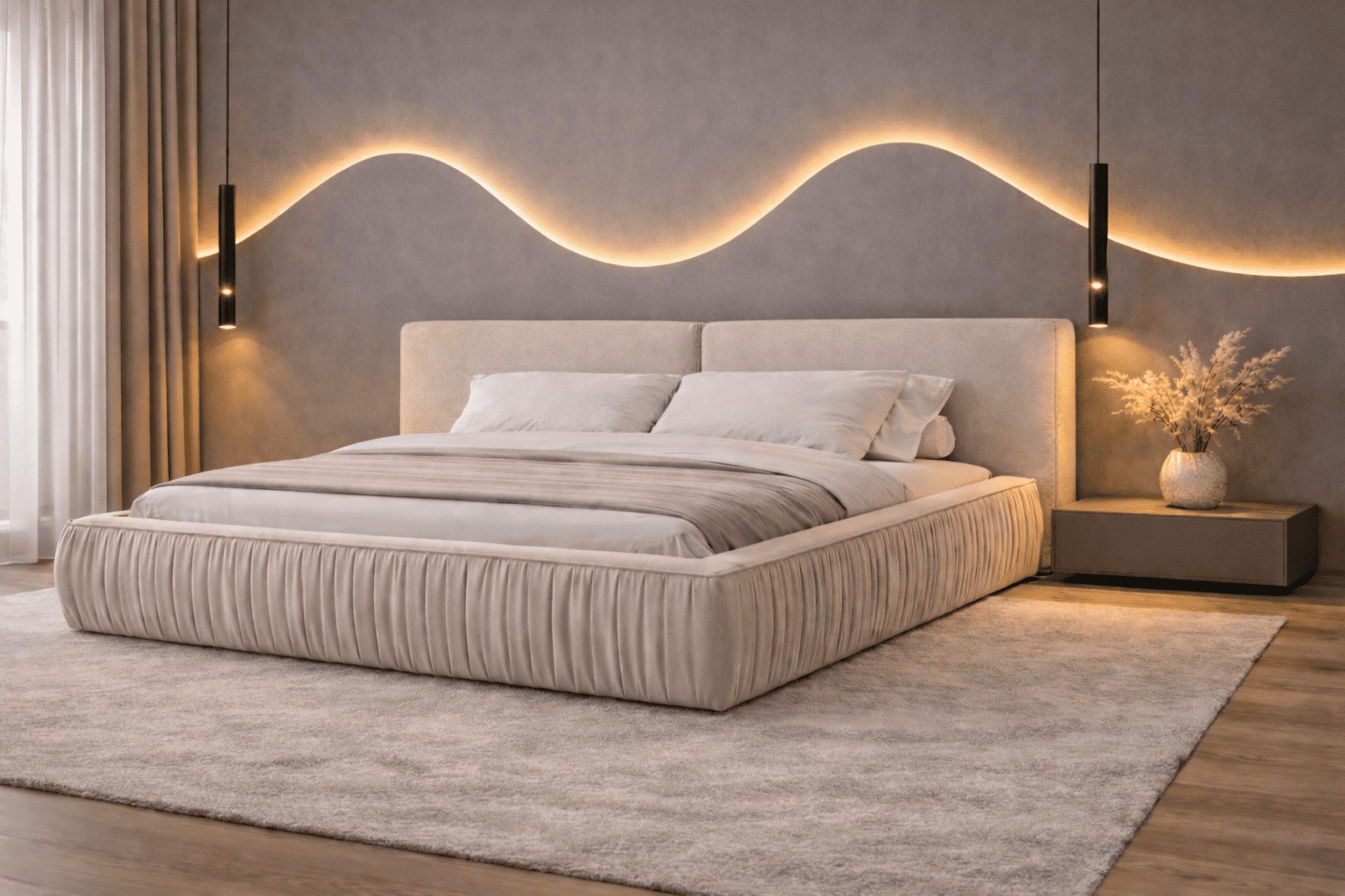MOEBLO Polsterbett Bett 08 aus Samt (Modernes Doppelbett mit eleganter Kopfteilpolsterung, stabilem Rahmenbettgestell und großzügigem Stauraum – 140x200 cm Komfortables Stauraumbett für stilvolle Schlafzimmer - 140x200 cm, - Eleganz und Funktionalität in einem modernen Design), - (BxHxT): 207/227/247x94x240 cm