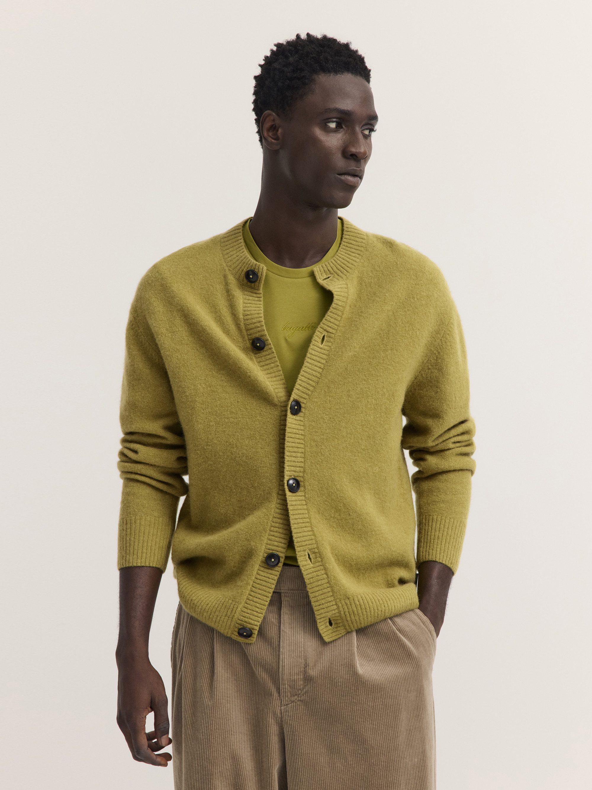 bugatti Strickjacke Regular Fit Regular Fit Wollmix Alpaka Rundhals