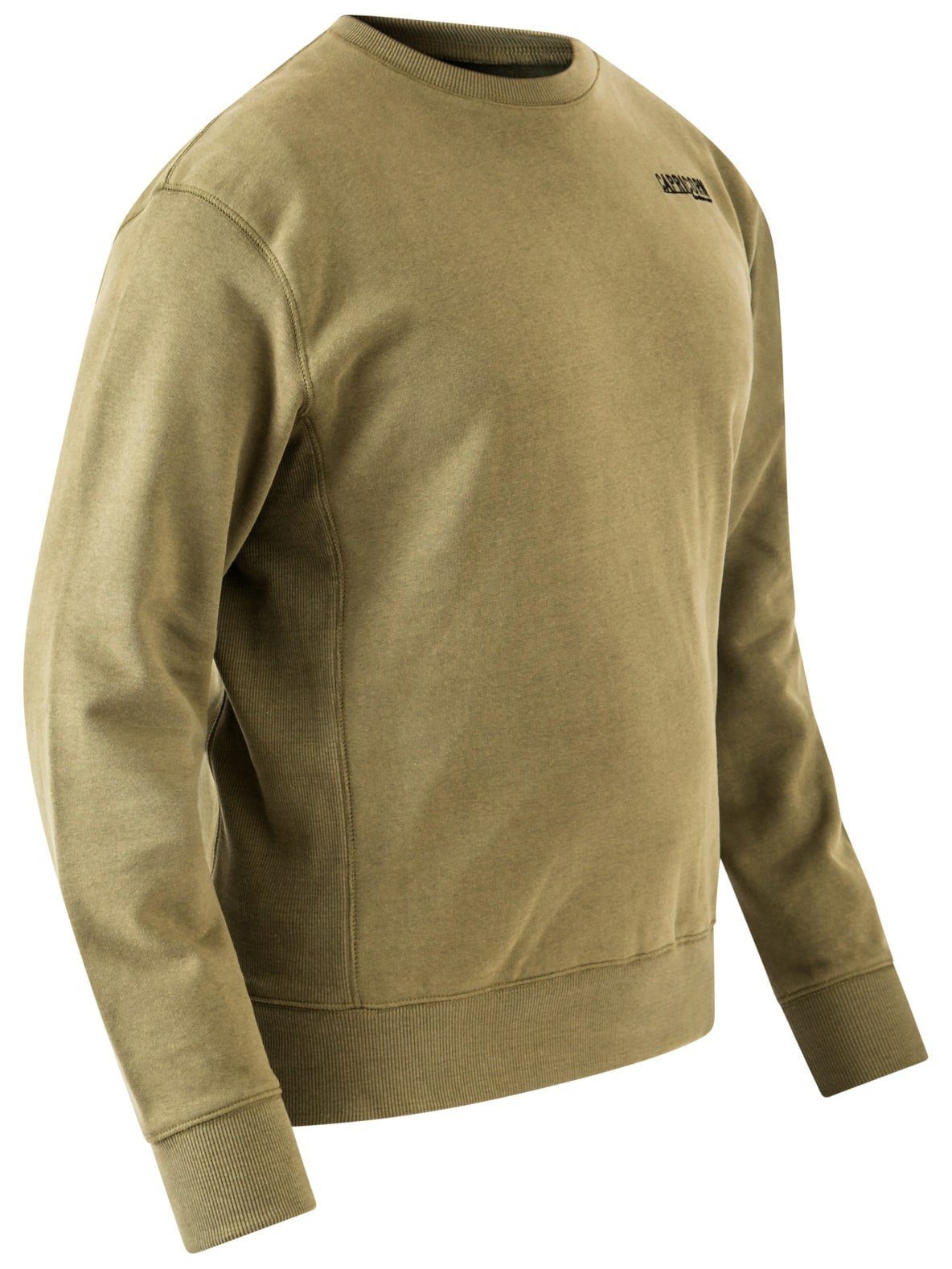Sweatshirt olivgrün Größe bis Rippstoff, Capricorn 5XL seitlich Bodo eingenähter Rockwear