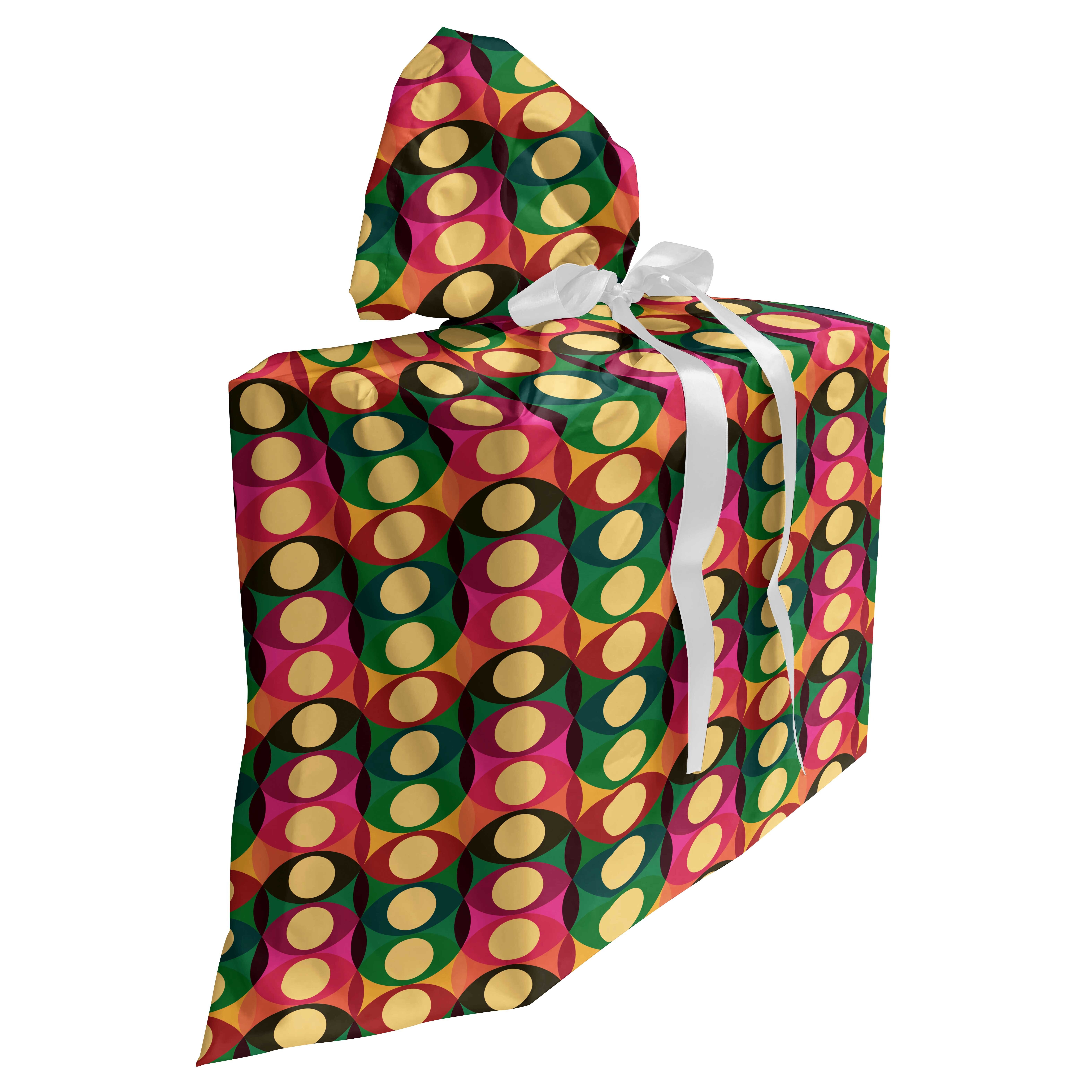 Abakuhaus Spielzeugtruhe Stoffbeutel für Partygeschenke mit 3 Bändern, Retro Pop-Art Geometrische Pastell