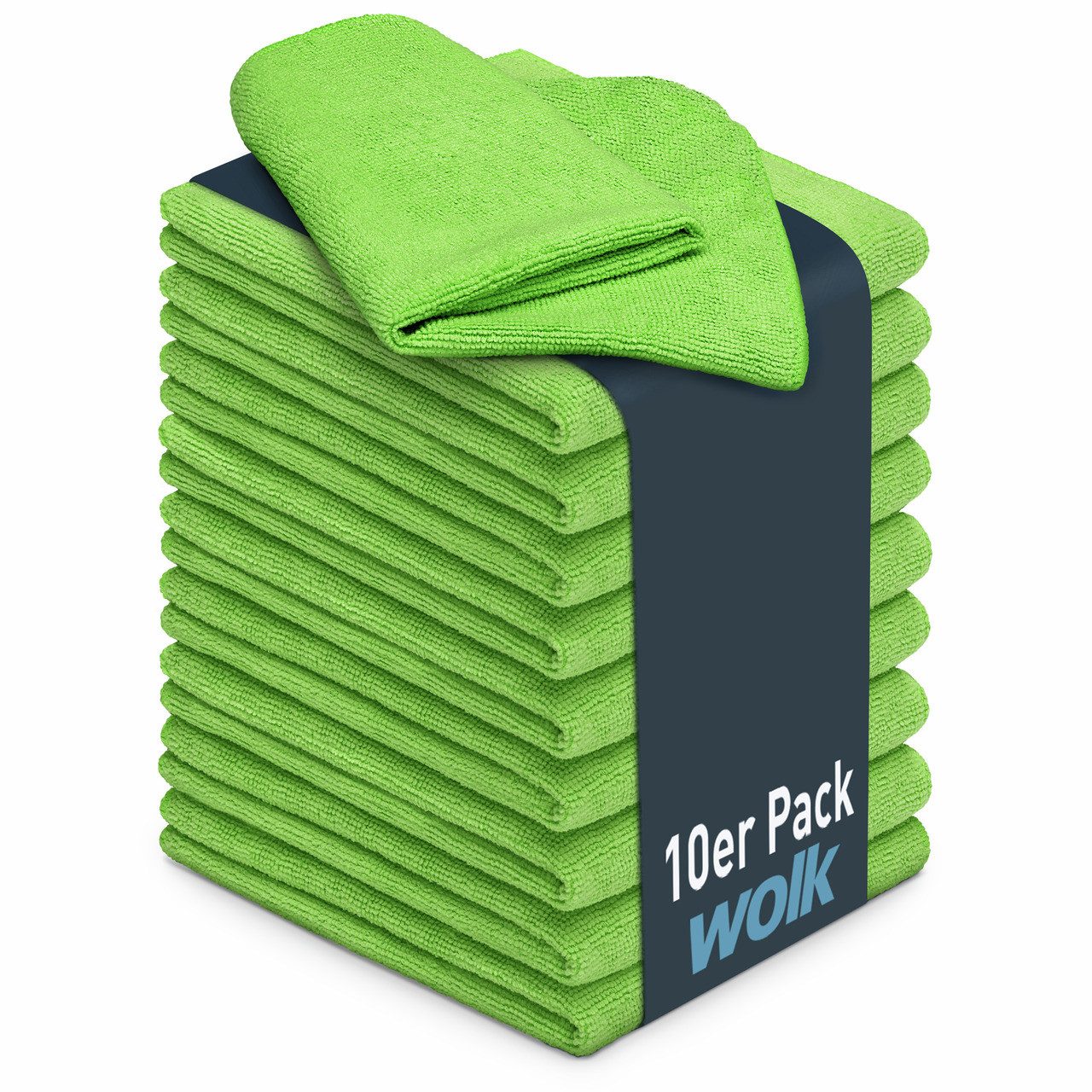 wolk Universaltuch (fusselfrei und frotteeartig) Mikrofasertuch (Polyester, 40x40 cm, 10er-Set, hygienisch auf 90° waschbar)