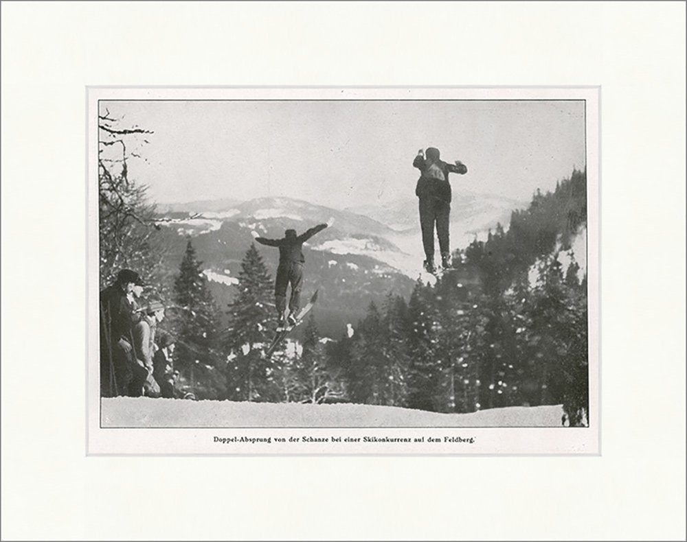 Kunstdruck Doppel-Absprung von der Schanze auf dem Feldberg Ski Sport F_Vintage 0