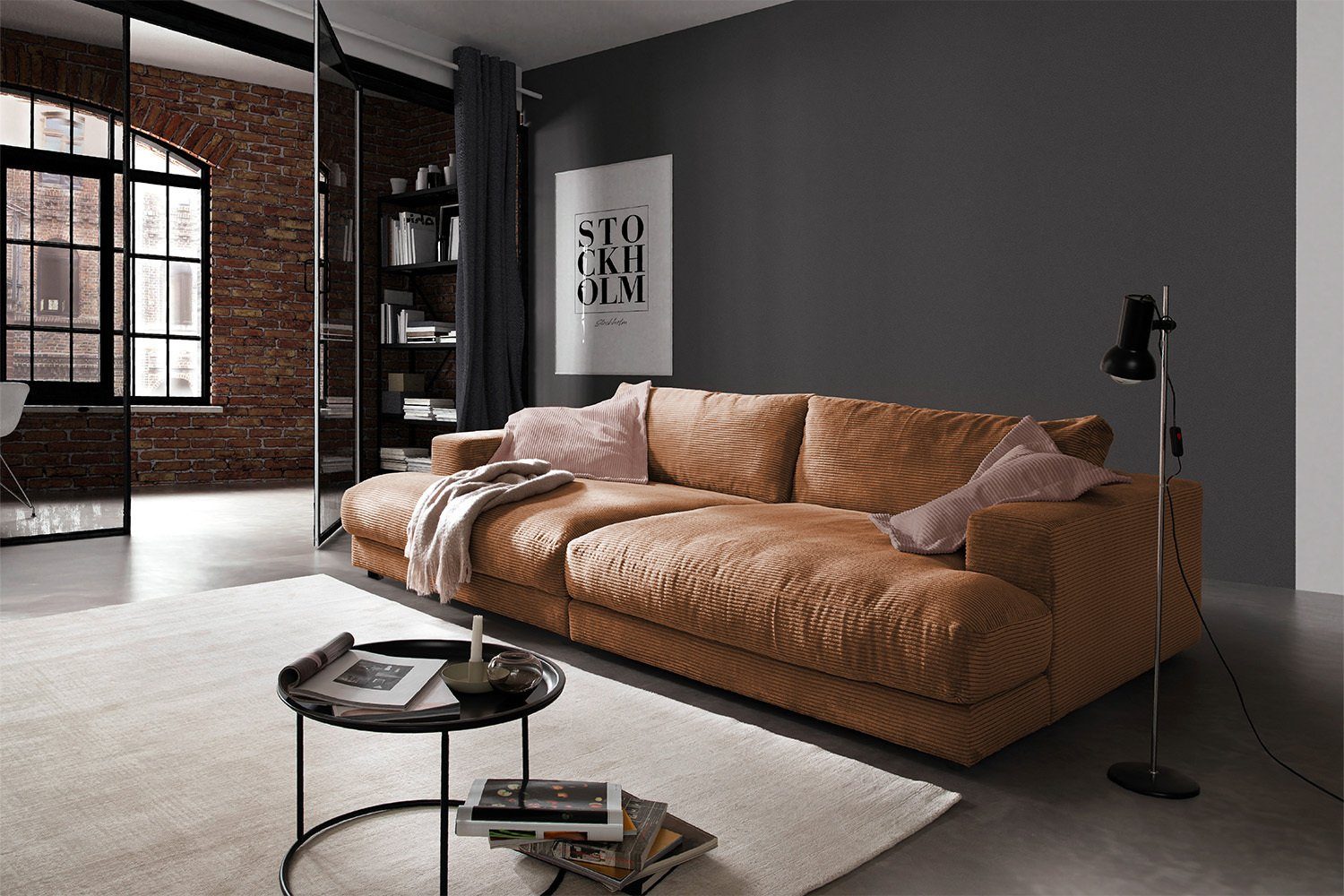 KAWOLA Big-Sofa Cord Farben MADELINE, Sofa verschiedene od. Stoff