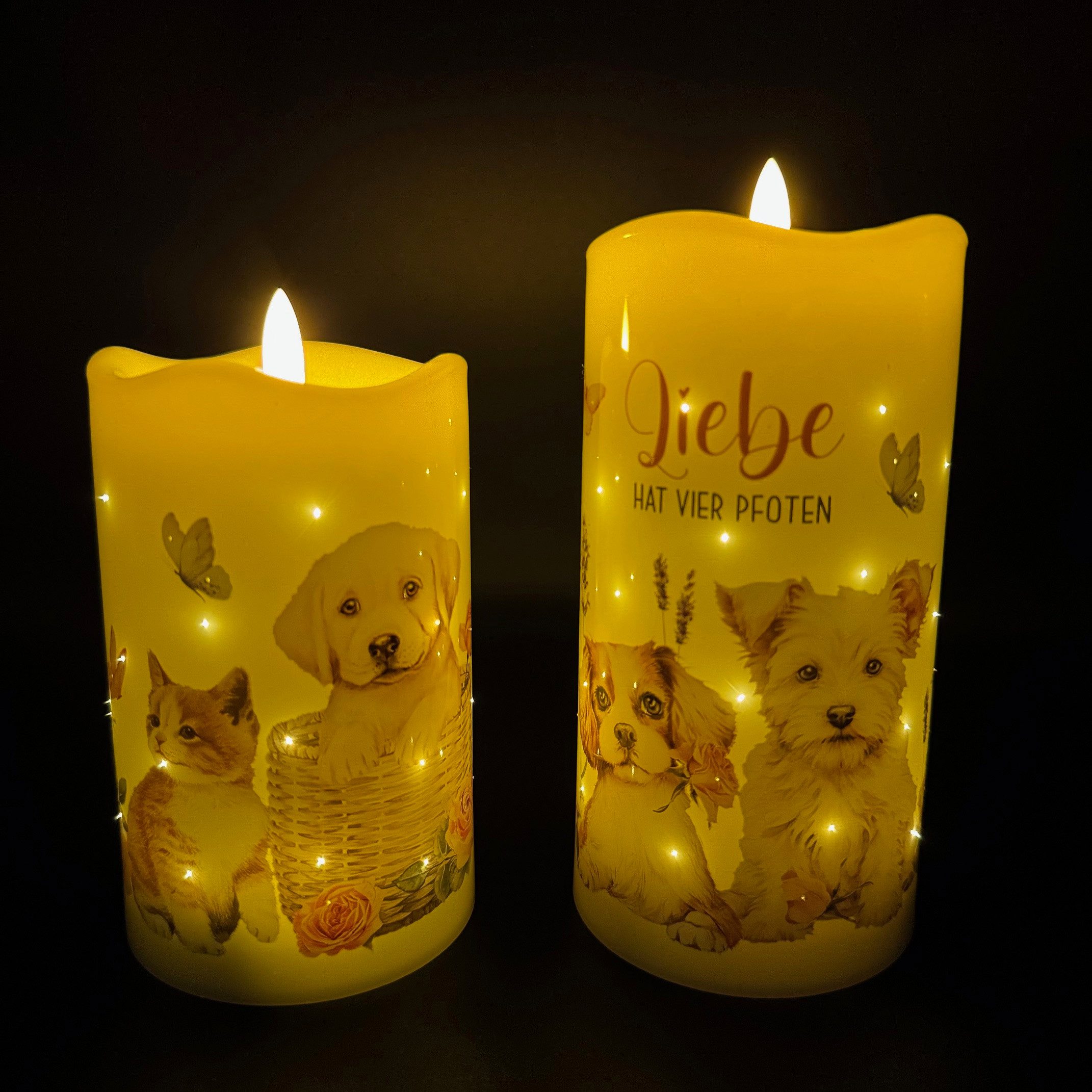 Online-Fuchs LED-Kerze - 2 Motivkerzen mit Funkellichtern, Timer & Farbwech günstig online kaufen