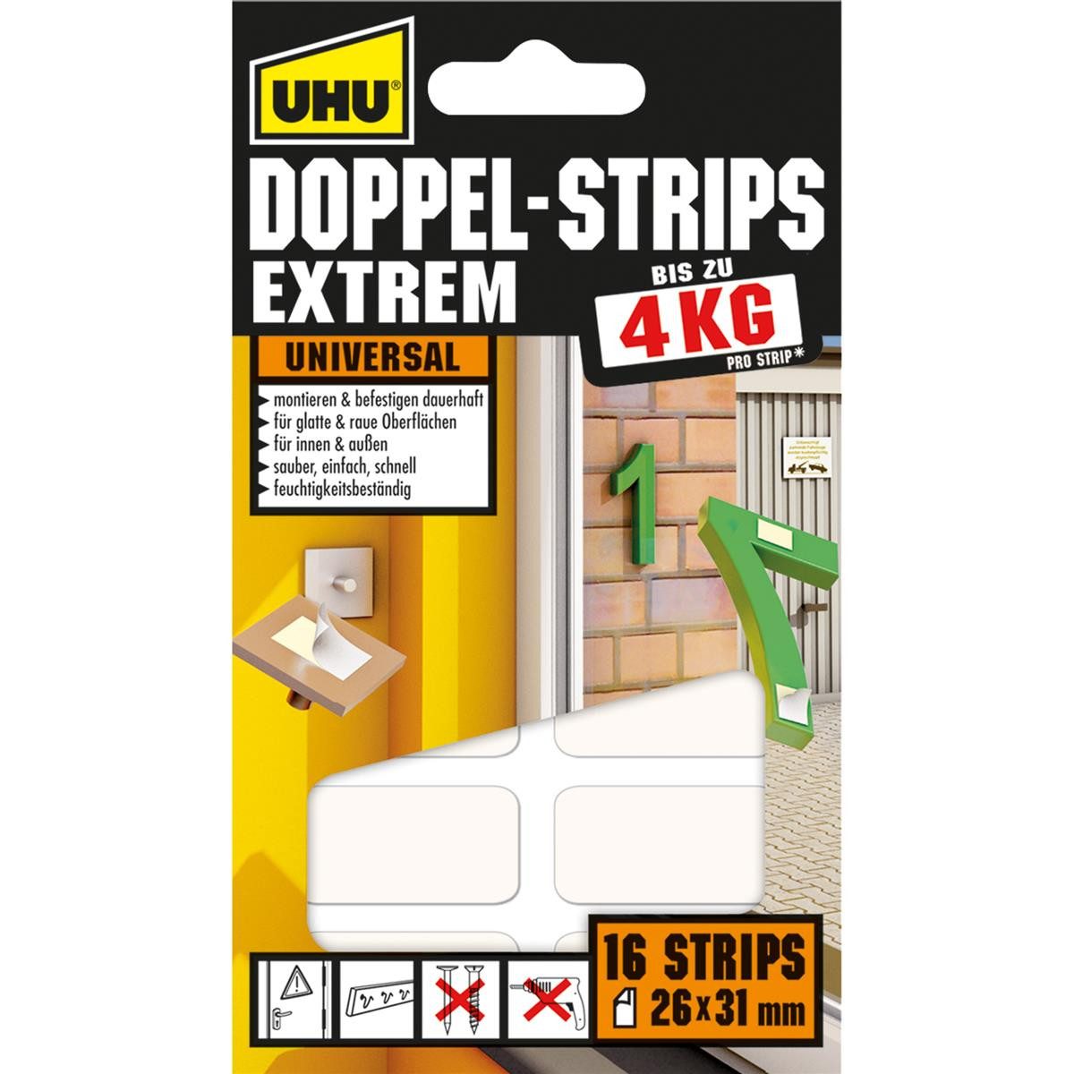UHU UHU 45450 UHU Doppelstrips Extrem, 16st. Tintenpatrone