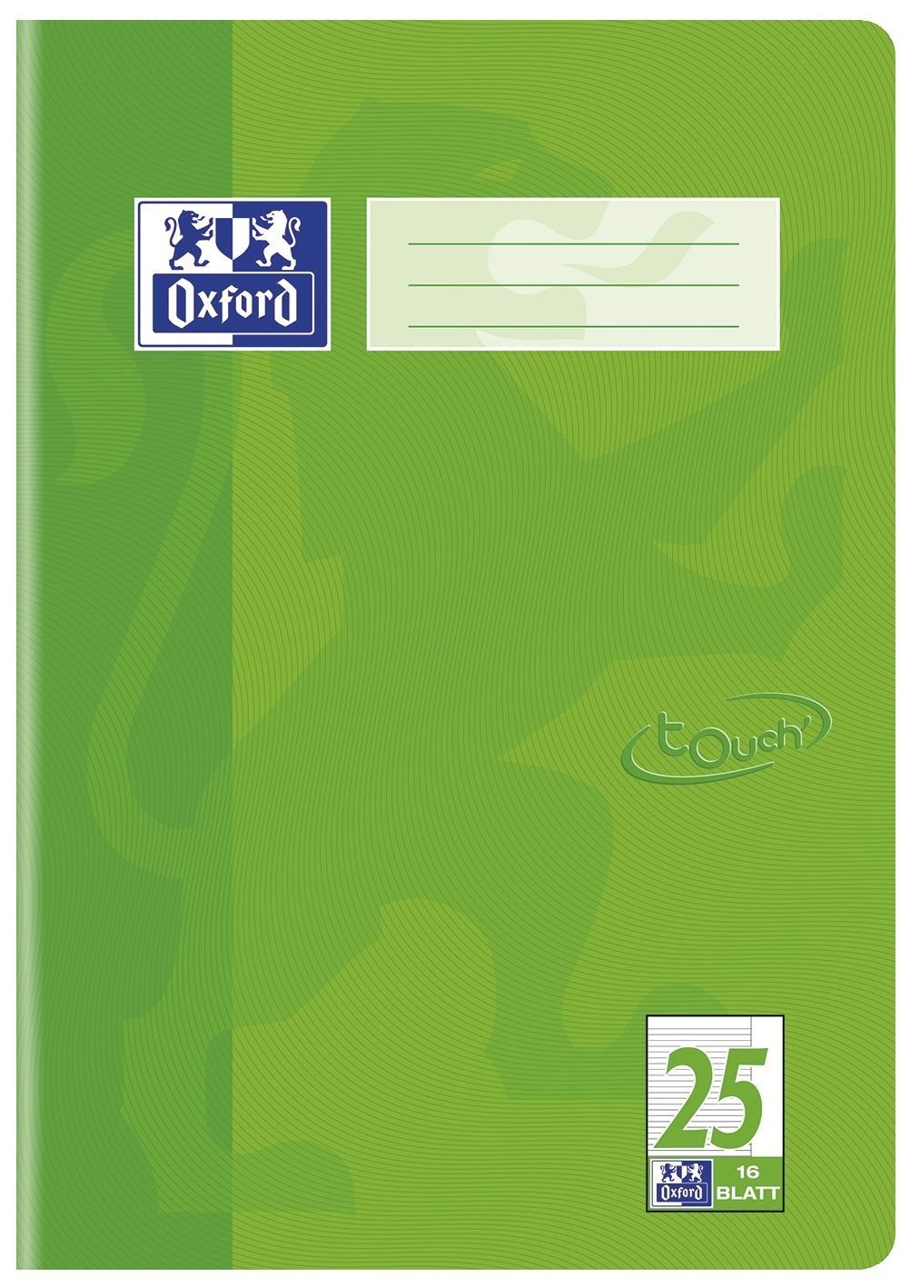 OXFORD Oxford Schulheft "Touch", DIN A4, Lineatur 25, grasgrün ...