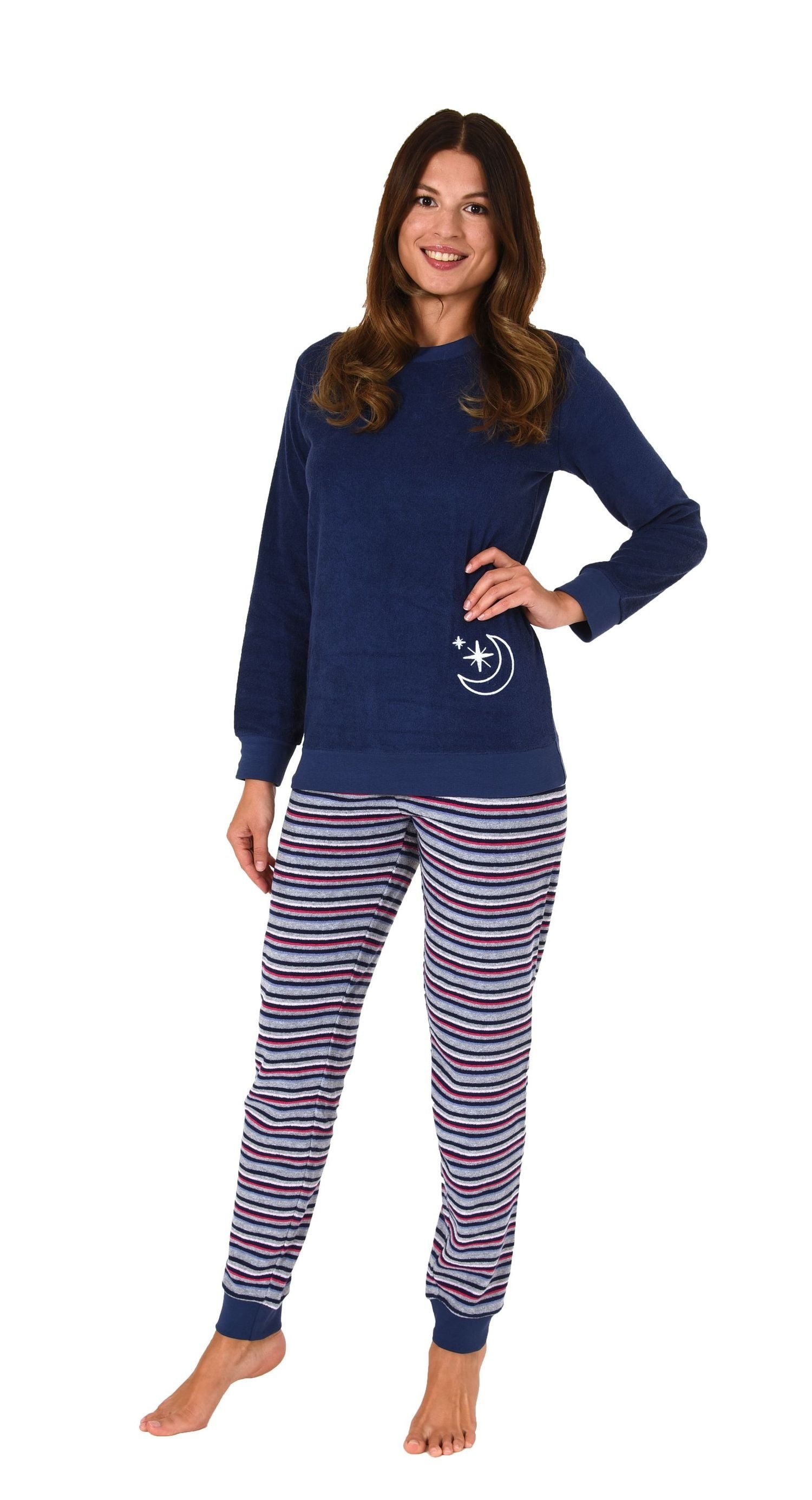 Pyjama Normann Damen Frottee Schlafanzug mit Bündchen - auch in Übergrössen