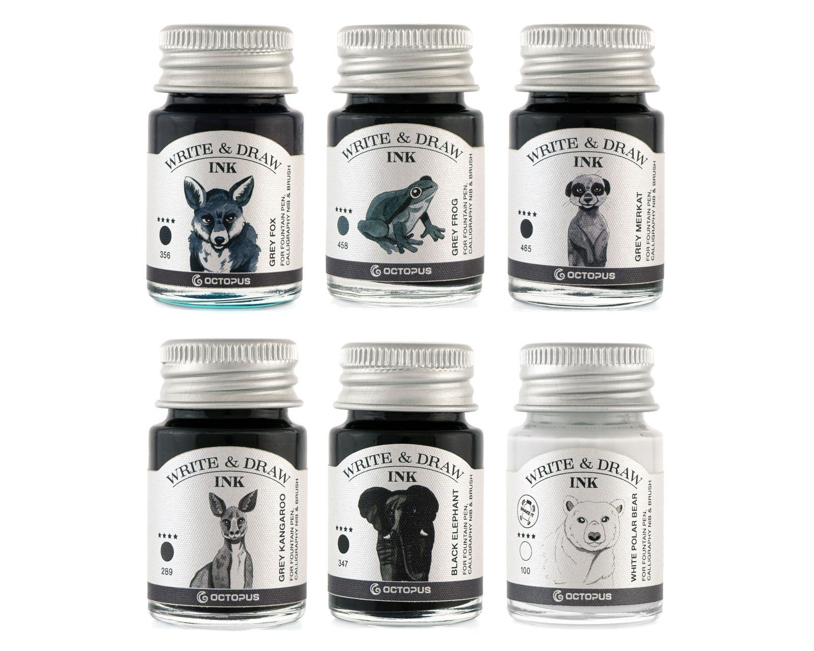 OCTOPUS Fluids Write and Draw Ink Set, Schreib- und Zeichentusche, 6 Farben Tintenglas (Set, 0-tlg)