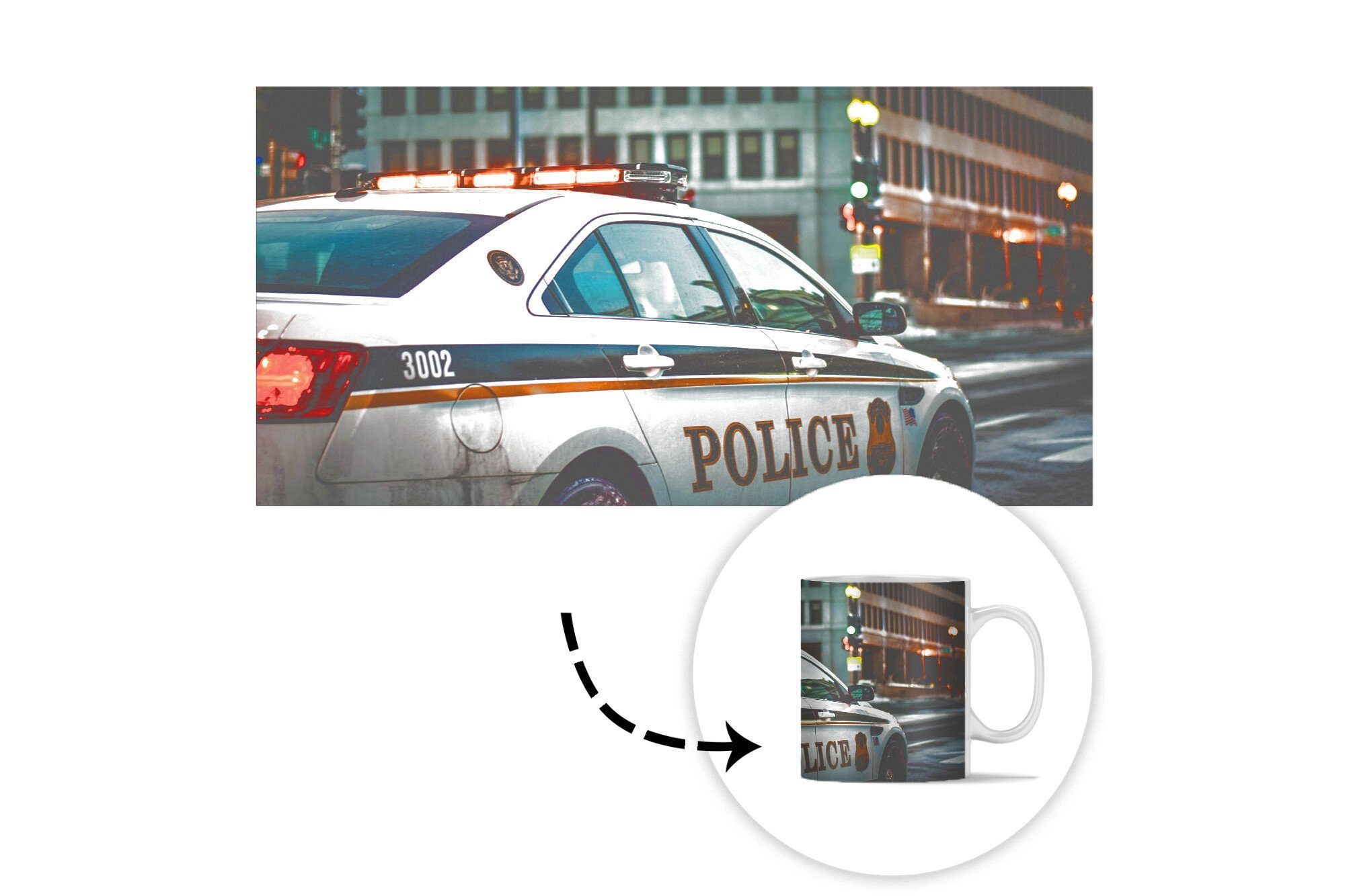 Auto MuchoWow Polizei Geschenk Tasse Becher, - Kaffeetassen, Keramik, Teetasse, - Teetasse, Ampel,
