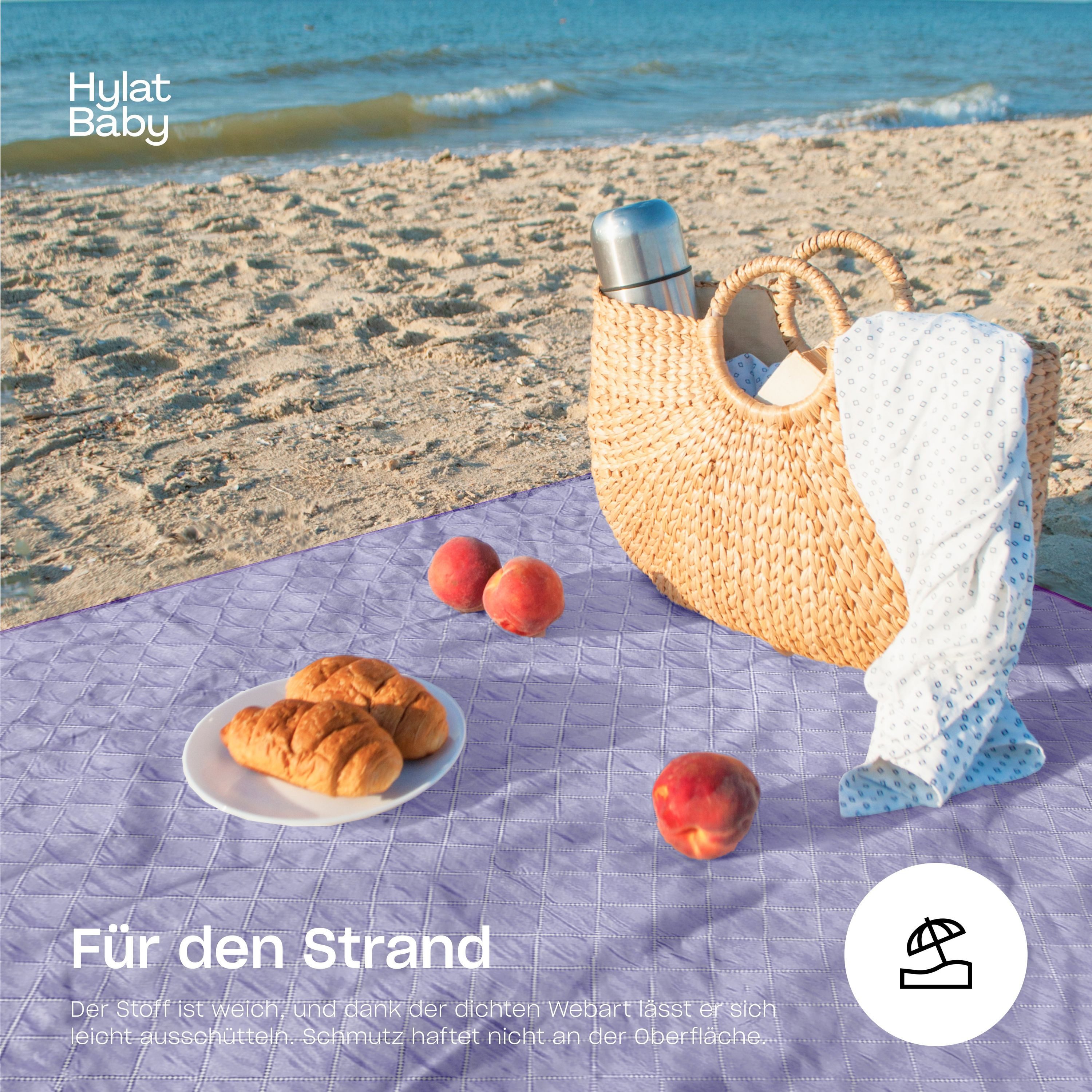 Babydecke Hylat Baby Picknickdecke - gesteppte Stranddecke - wasserabweisend, Hylat Baby, Picknickdecke - gesteppte Stranddecke- wasserabweisend - Violett