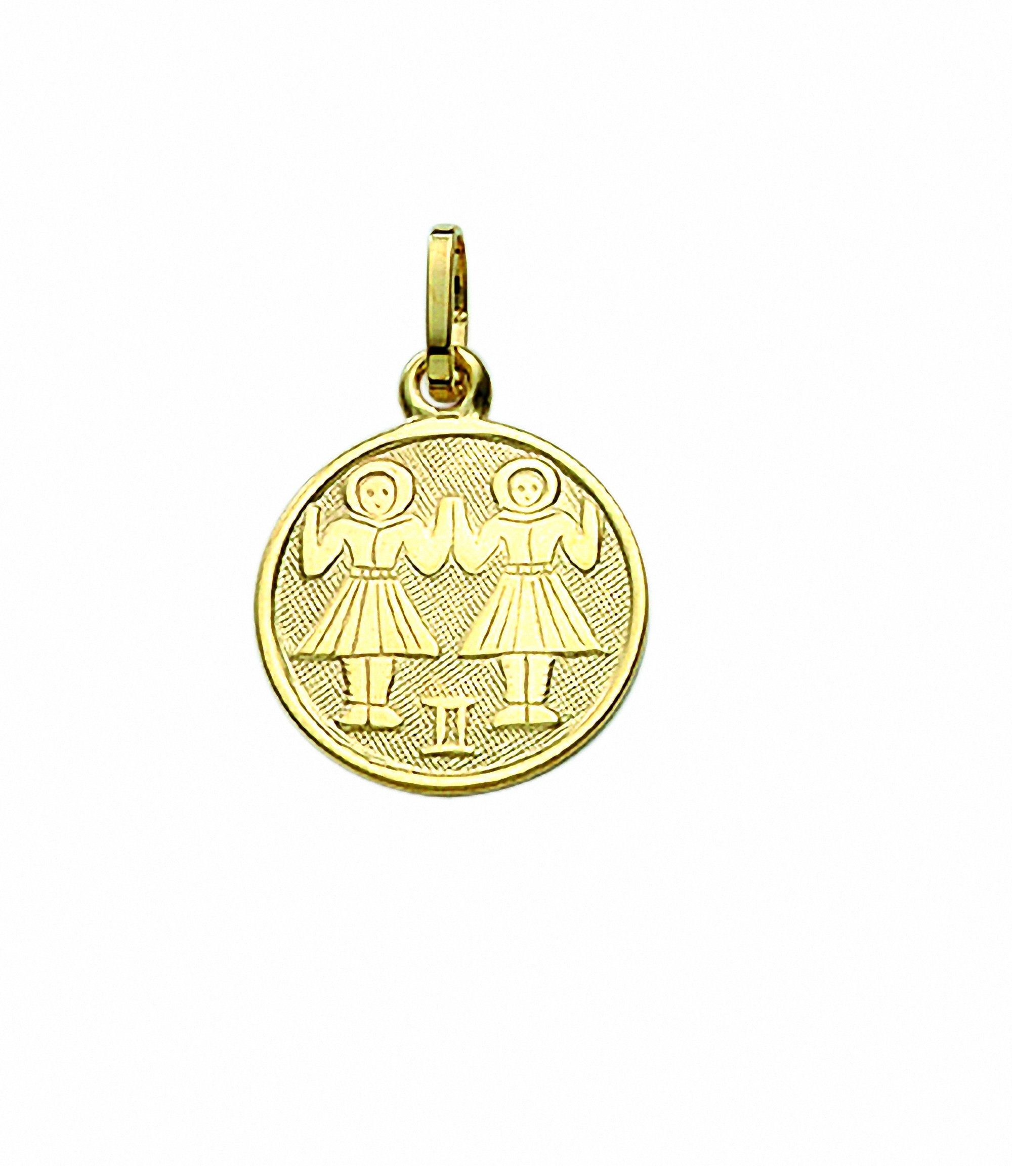 Adelia´s Kette mit Anhänger 333 Gold Sternzeichen Anhänger Zwilling Ø 11,8 mm, Schmuckset - Set mit Halskette | Ketten mit Anhänger