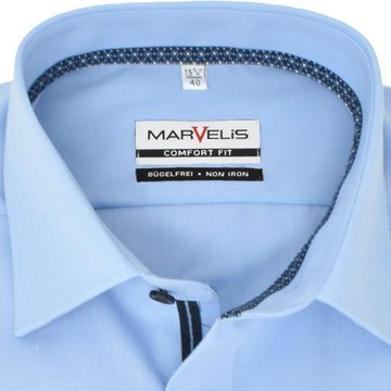 MARVELIS Businesshemd Businesshemd - Comfort Fit - Langarm - Einfarbig - Hellblau