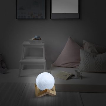 EAXUS LED Nachttischlampe 3D Mondlampe Schwebend mit 3 Farbmodi, Dimmbar, Farbwechsel, LED, Lichtfarbe einstellbar, Warmweiß, Kaltweiß, Mondleuchte Mondlicht, Tischleuchte, Nachtlicht