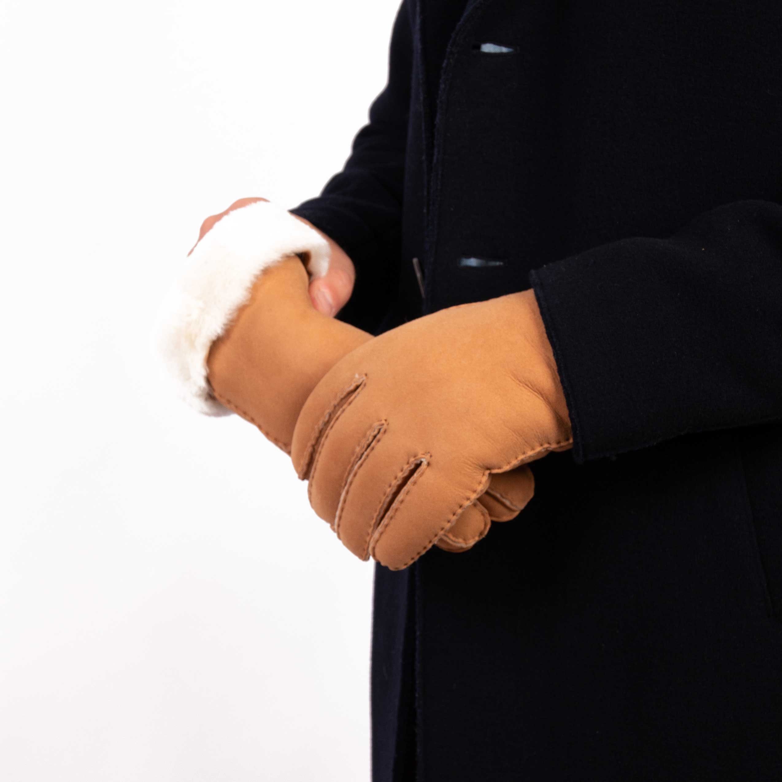 Hand Weikert Gewand aus spanischem Lederhandschuhe by - Natur ADAM Merino-Lammfell Lammfell-Handschuhe