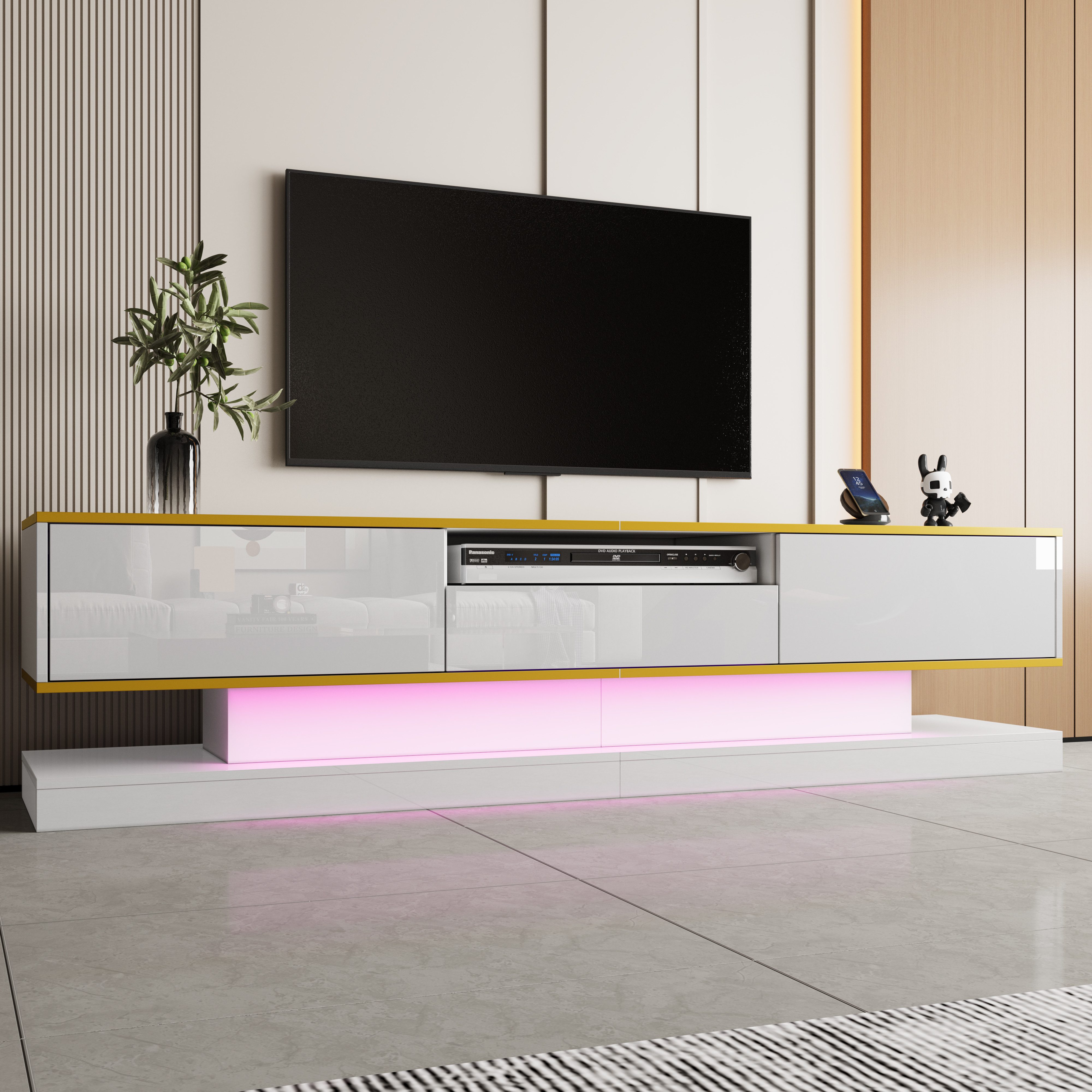 OKWISH Lowboard Hochglanz (Wohnzimmermöbel, Fernsehschrank, Low-Panel, günstig online kaufen