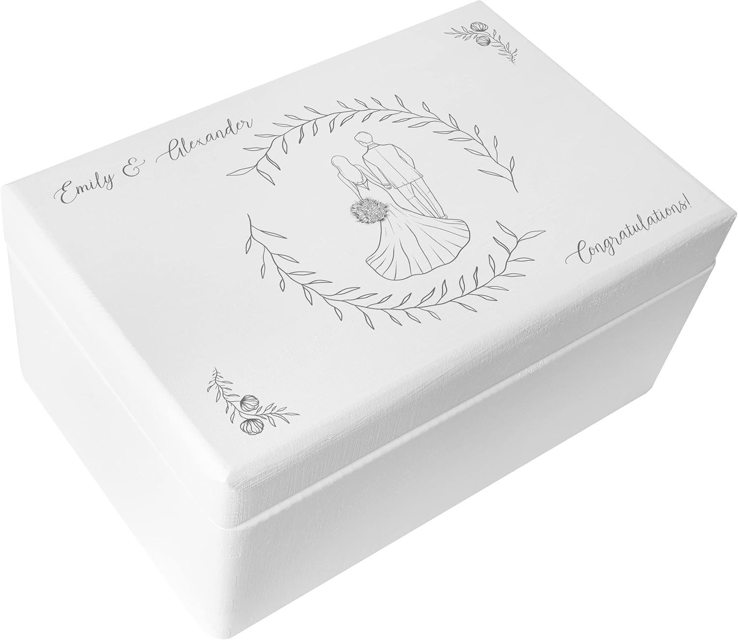 Creative Deco Holzkiste Hochzeitsgeschenke Brautpaar, Weiß, 30 x 20 x 14 cm