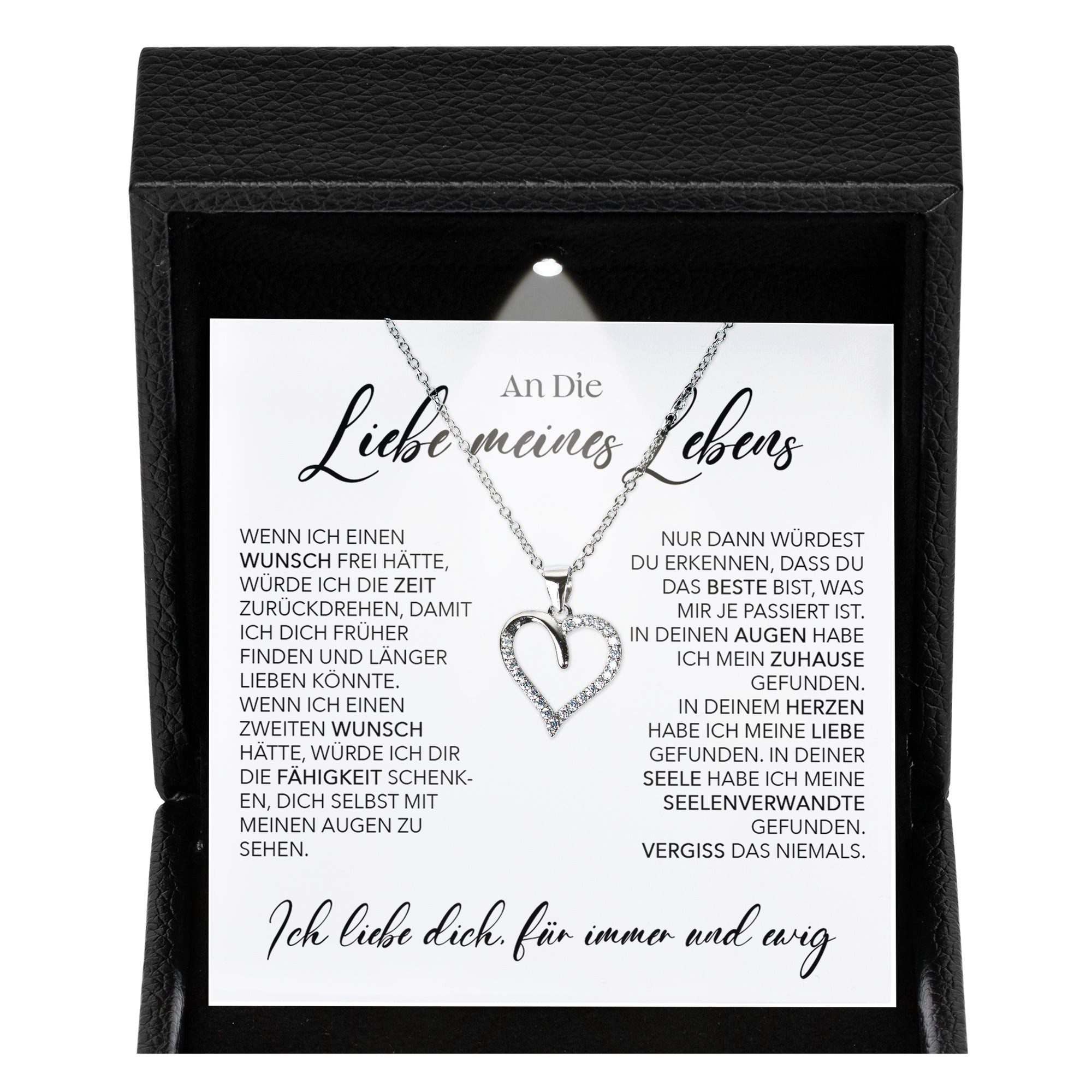 Valentinstagsgeschenk 22Feels Schmuckset Liebe Meines Lebens Frauen Geschenk Herz Halskette Damen Collier V-Tag (Geschenkset), Silber 925/000, Geschen