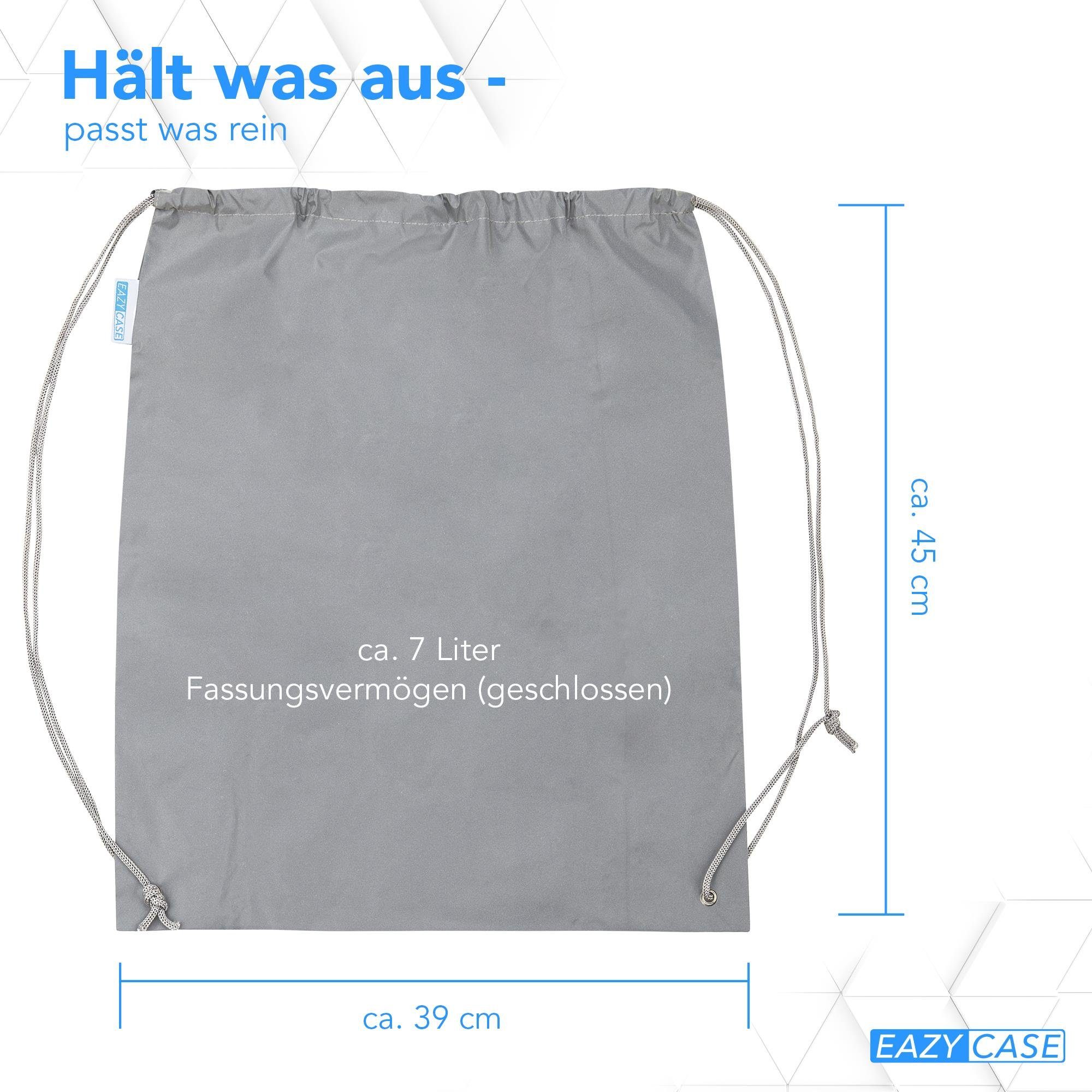 EAZY CASE Turnbeutel Turnbeutel mit Reflektoren und Tasche (mit Tasche), Reflektor Beutel Kleiner Turnbeutel Schuhbeutel Sportrucksack Silber
