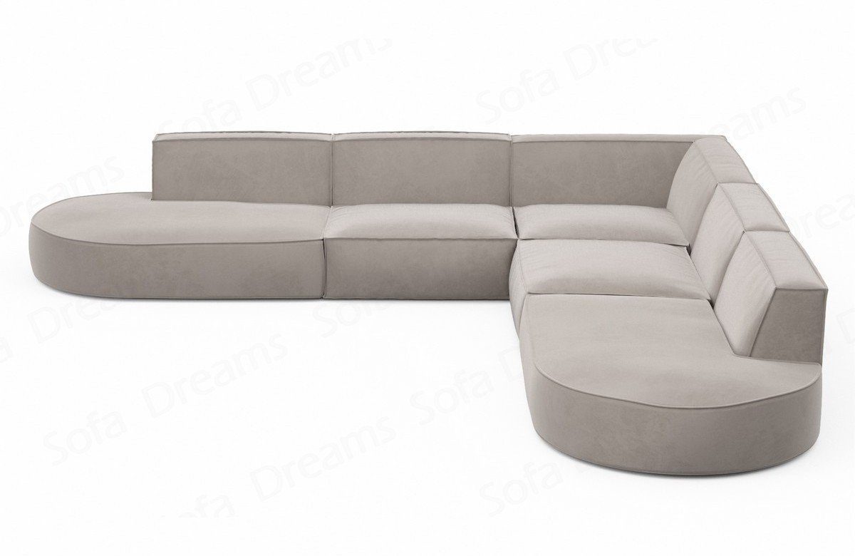 Alegranza Samtstoff Form Ecksofa Stoffsofa Dreams Eck Stoff Sofa Couch Beige-Mo02 L Polster Ecksofa