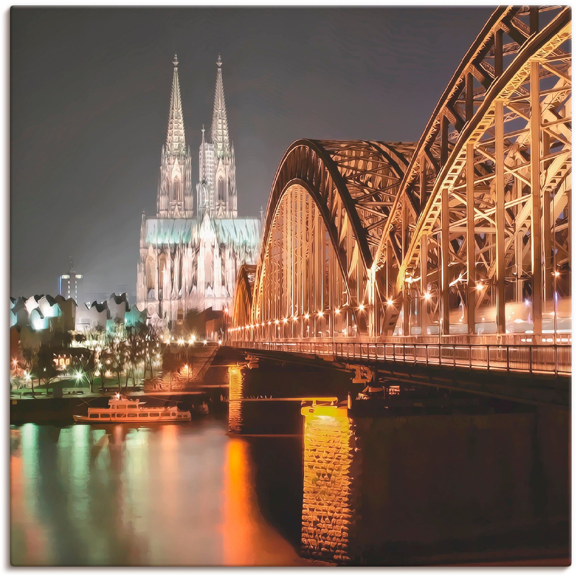 Artland Wandbild Köln Skyline Collage V, Brücken (1 St), als Leinwandbild, Wandaufkleber oder Poster in versch. Größen