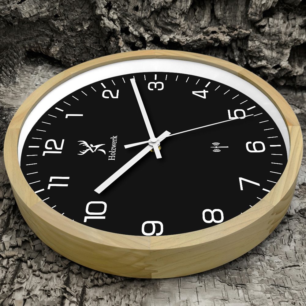 Holzwerk Funkwanduhr Designer Loft Funk Holz günstig online kaufen