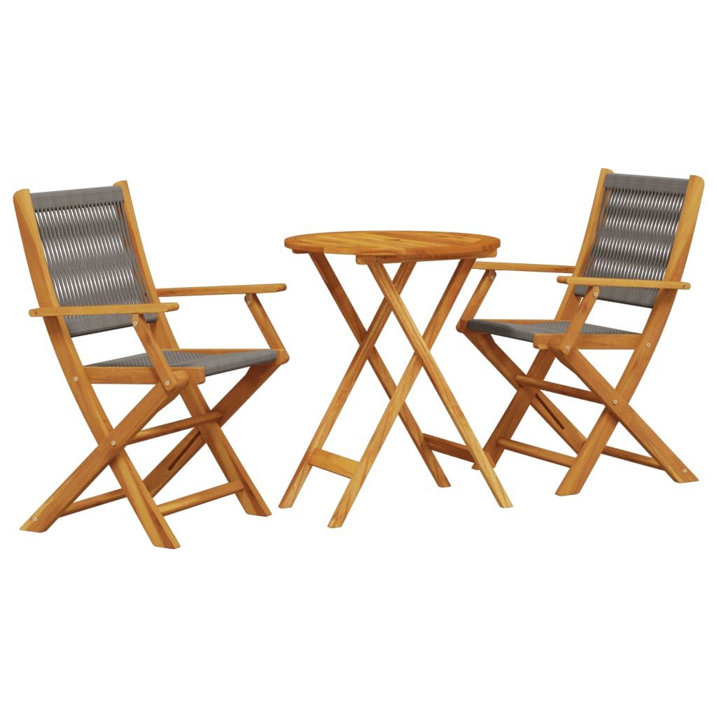 vidaXL Gartenlounge-Set 3-tlg. Bistro-Set Grau Polypropylen und Massivholz, (1-tlg)