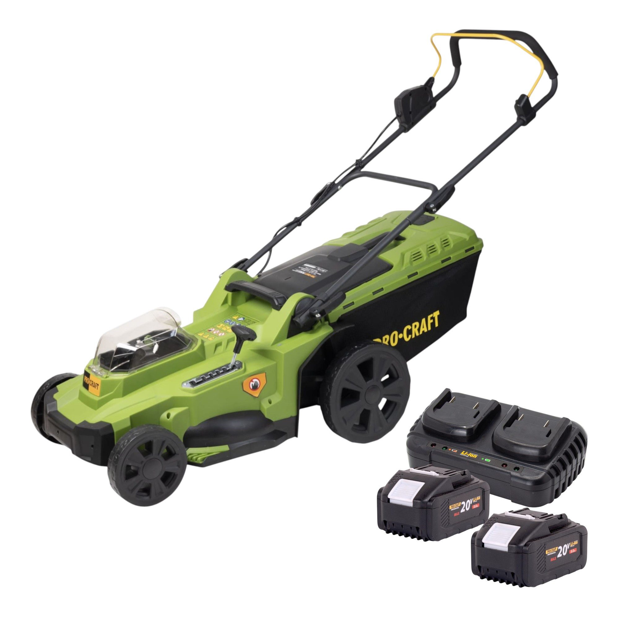 PRO CRAFT Akkurasenmäher PLM22bb Akku Rasenmäher 40 V (2x 20 V) 430 mm Brushless + 2x Akku