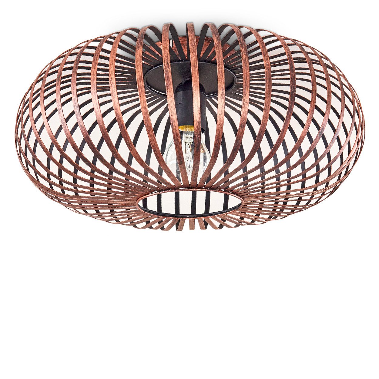 hofstein Deckenleuchte »Aidone« Deckenlampe aus Metall in Kupfer, ohne Leuchtmittel, E27, Spot m. Gitter u. Lichteffekt an der Decke