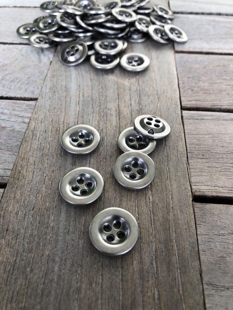 Hartmann-Knöpfe Knopf 10 Stück stabile Hosenknöpfe Jeans 4 Loch Metall Knöpfe silber 18mm