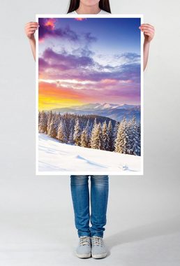 Sinus Art Poster Landschaftsfotografie 60x90cm Poster Fantastischer Morgen im Schnee Ukraine