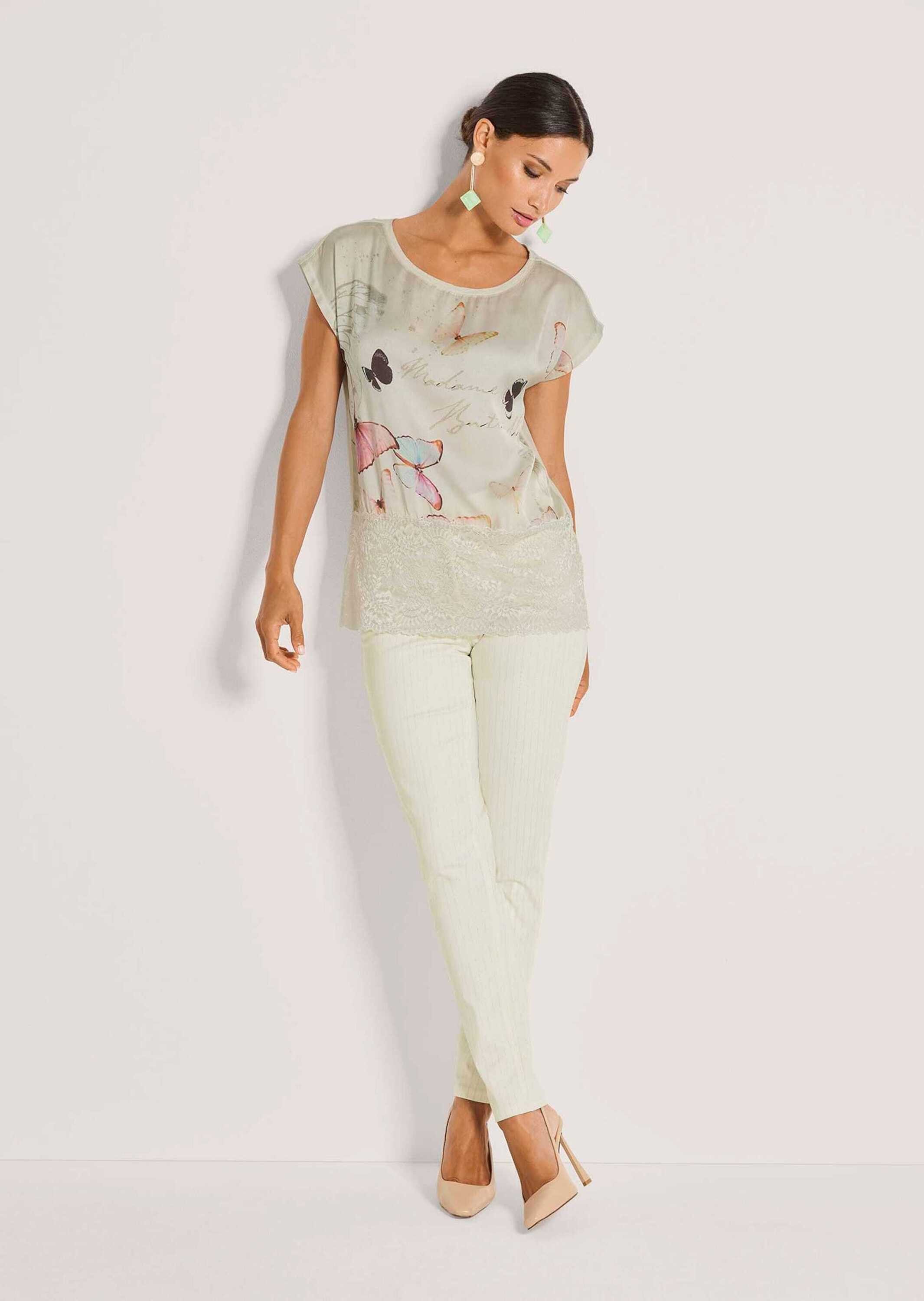 MADELEINE Print-Shirt Sommershirt mit Schmetterlings-Print Druckshirt mit R günstig online kaufen